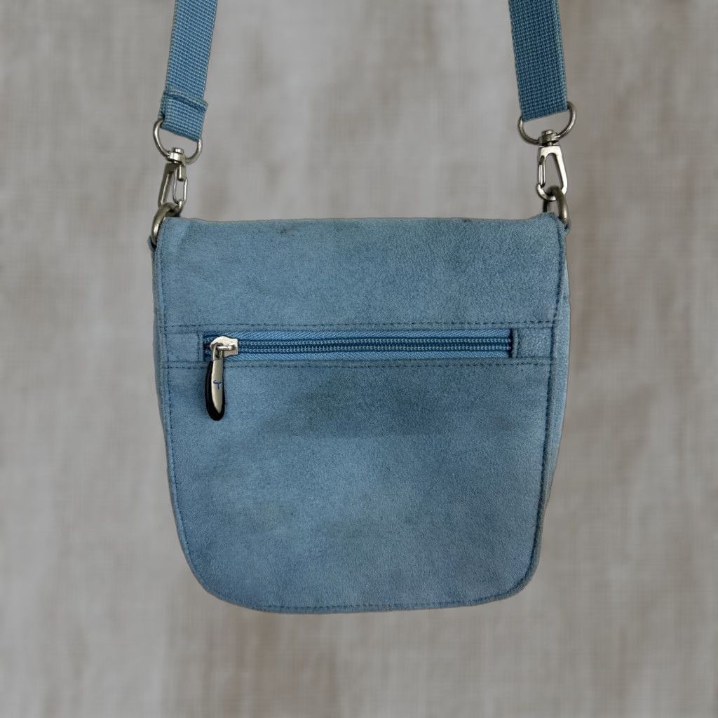 Vintage Travelon Blue Microfiber Suede Feel Organizer Shoulder Bag Travel Crossbody Size ONE SIZE - 1 Thumbnail