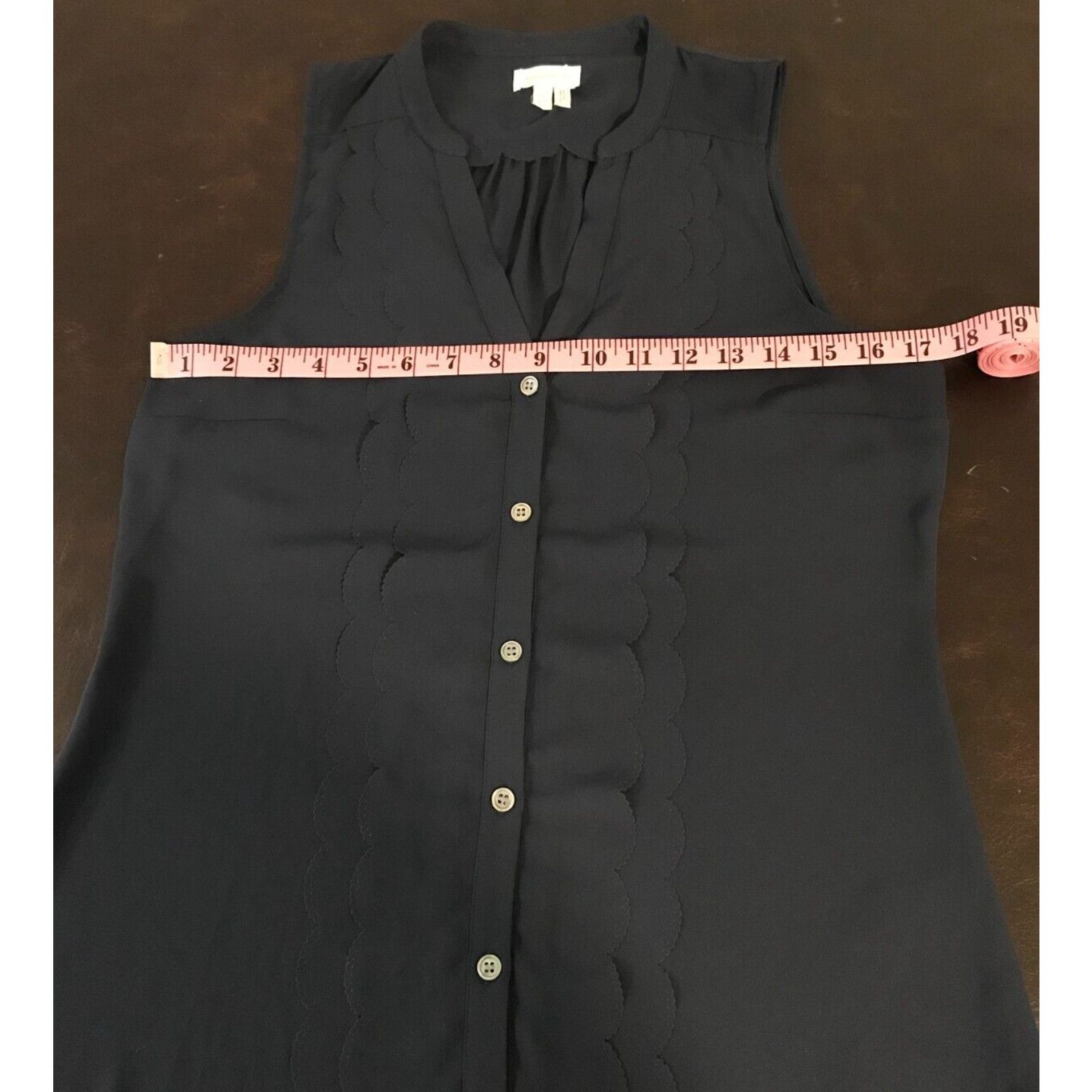 Anthropologie Anthropologie Meadow Rue Navy Sleeveless Scallop Blouse Size S / US 4 / IT 40 - 7 Thumbnail