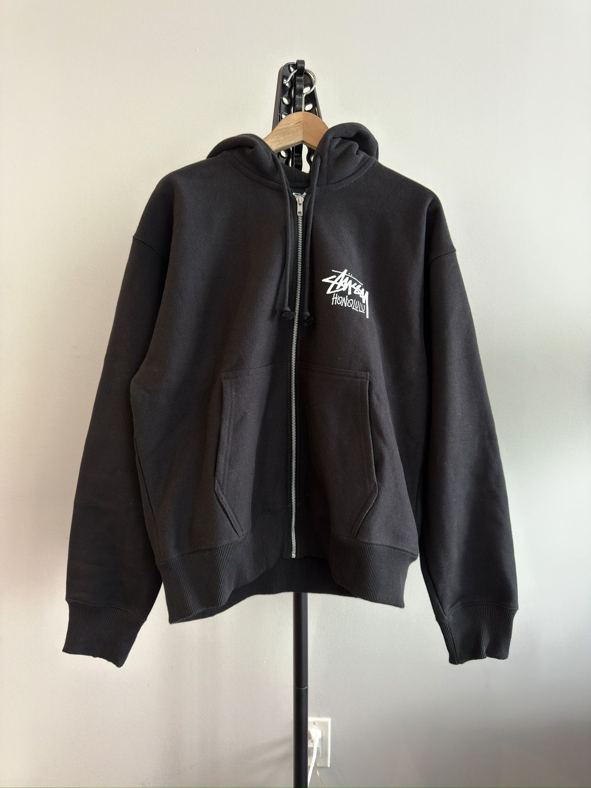 Streetwear × Stussy Black Stussy Osaka Zip Up Hoodie | Grailed