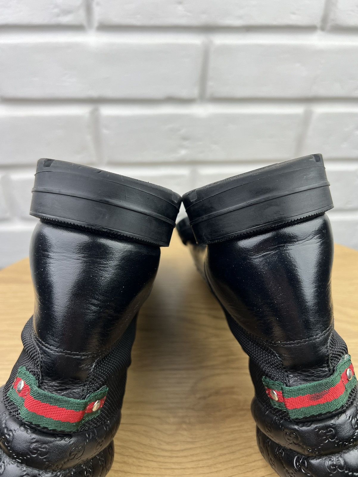 Gucci GUCCI Boots Combat Leather Shoes Lace Up GG Monogram Web Size US 8 / EU 41 - 11 Thumbnail