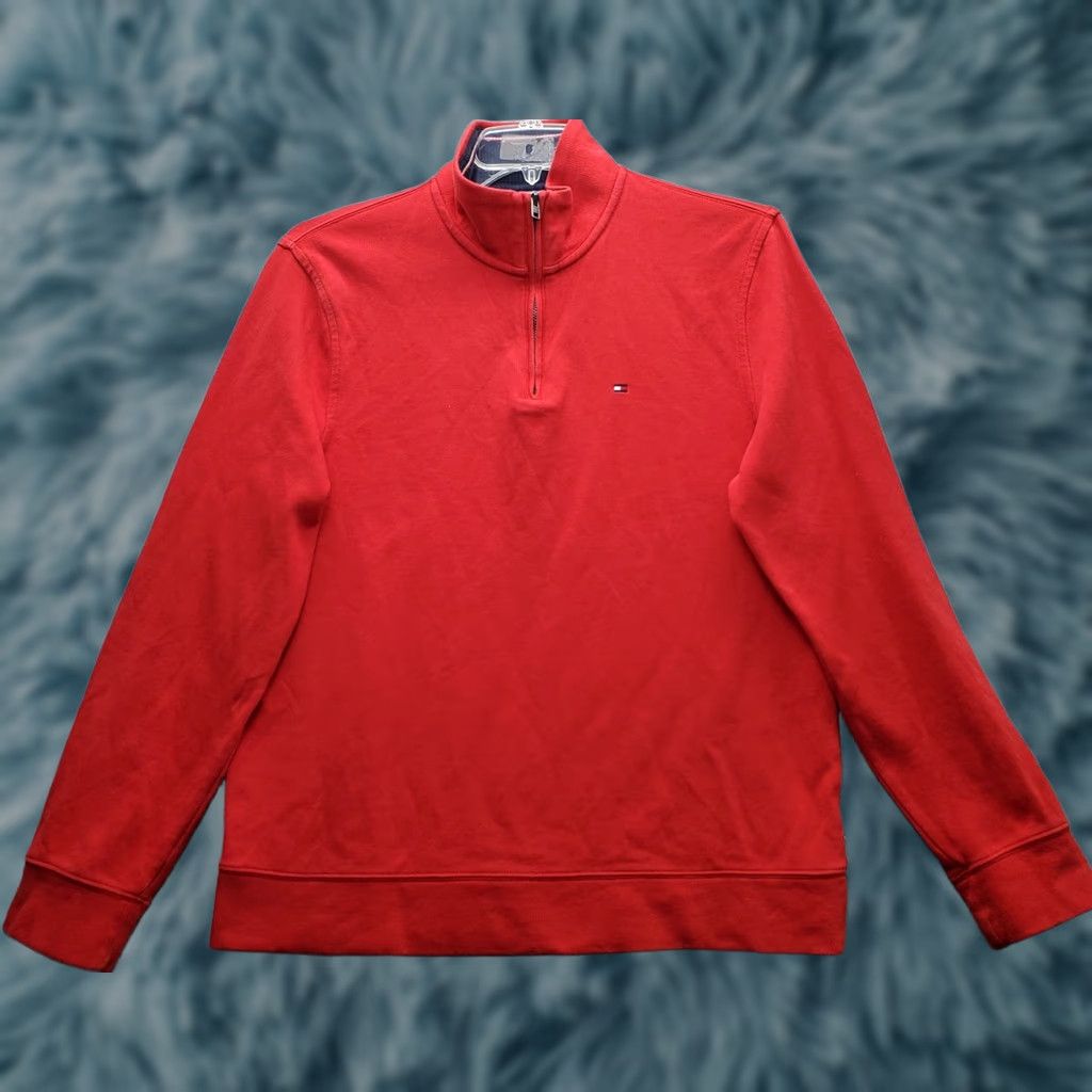 Tommy Hilfiger Tommy Hilfiger Mens Size M Red 1/4 Zip Sweatshirt Long Sleeve Cotton Pullover Size US M / EU 48-50 / 2 - 1 Thumbnail