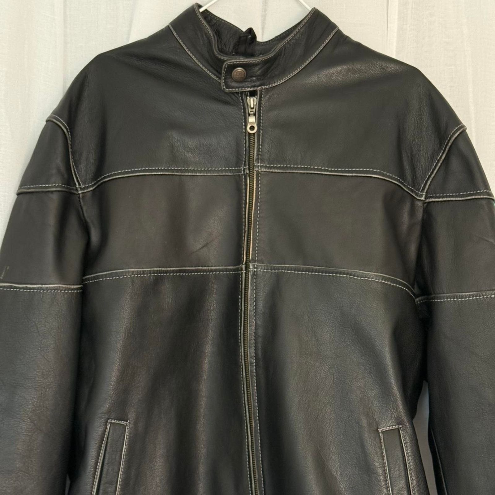 Vintage ✿ ⋆ 𓆩♡𓆪 Vintage Leather Contrast Stitch Moto Jacket 𓆩♡𓆪 Size US XL / EU 56 / 4 - 3 Thumbnail