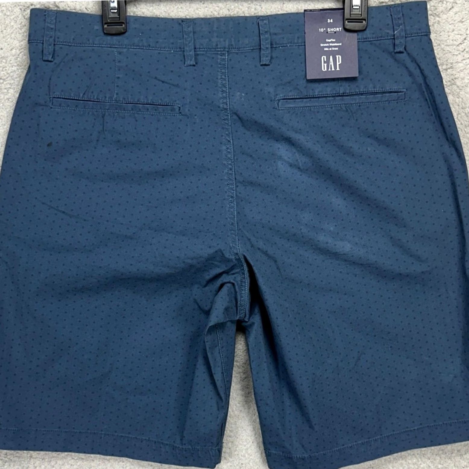 Gap GAP Men Khakis Shorts 34X10 Blue Casual Flat Front Pockets Geometric Stretch NEW Size US 34 / EU 50 - 2 Thumbnail
