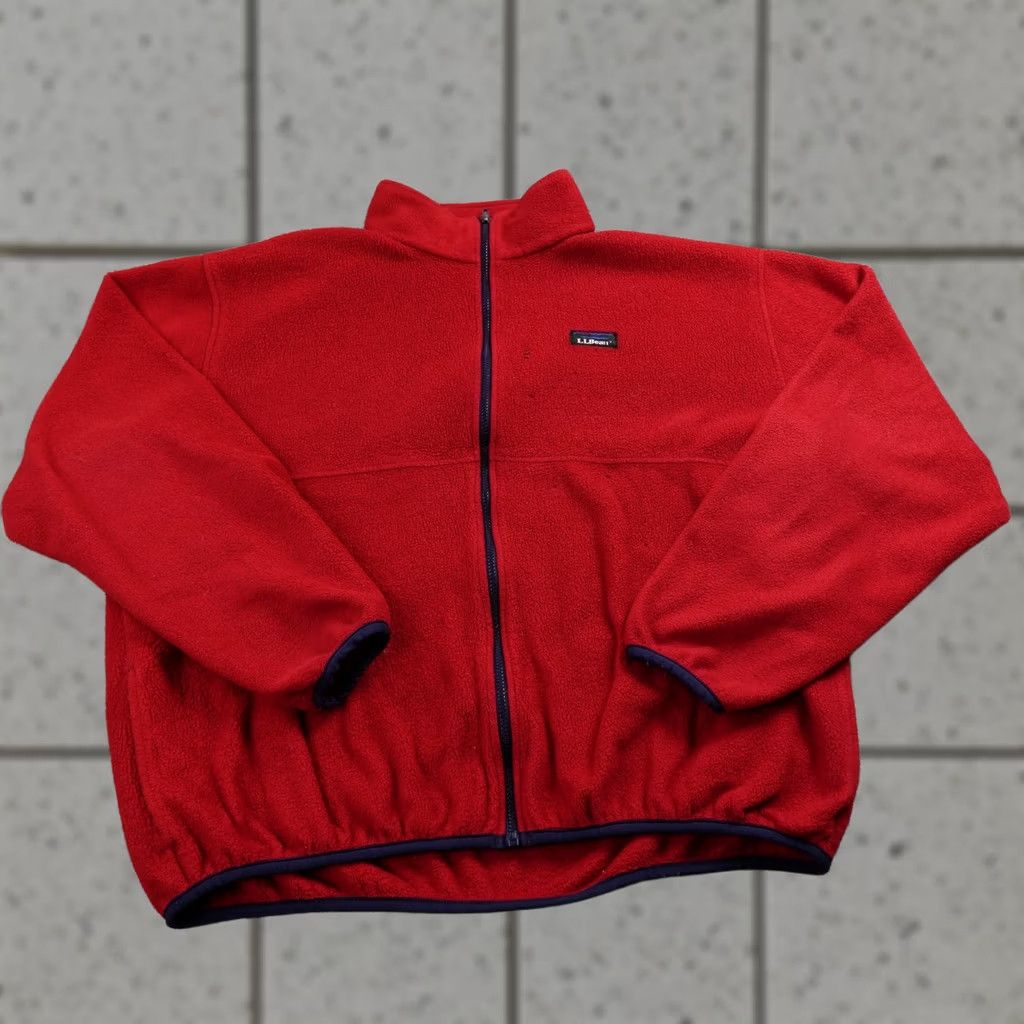 Vintage VINTAGE L.L. Bean Jacket Mens XL Red Fleece Full Zip Windbreaker Short Coat Urban Outdoor USA Mens Size US XL / EU 56 / 4 - 1 Thumbnail