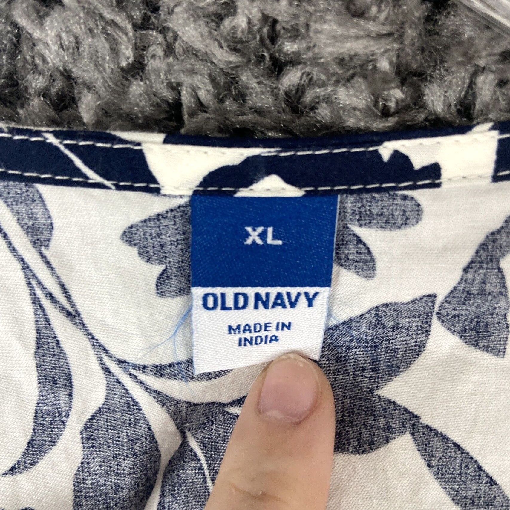 Old Navy Old Navy Blouse Women's XL White Blue Floral Puff Sleeves Multicolor Womens Size XL / US 12-14 / IT 48-50 - 7 Thumbnail