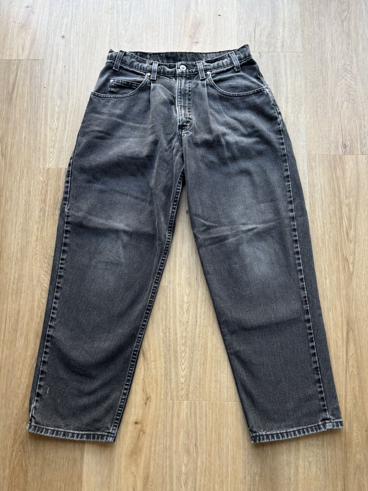 Vintage Faded Black Levi s Silvertab Pleated Baggy Jeans Bottoms