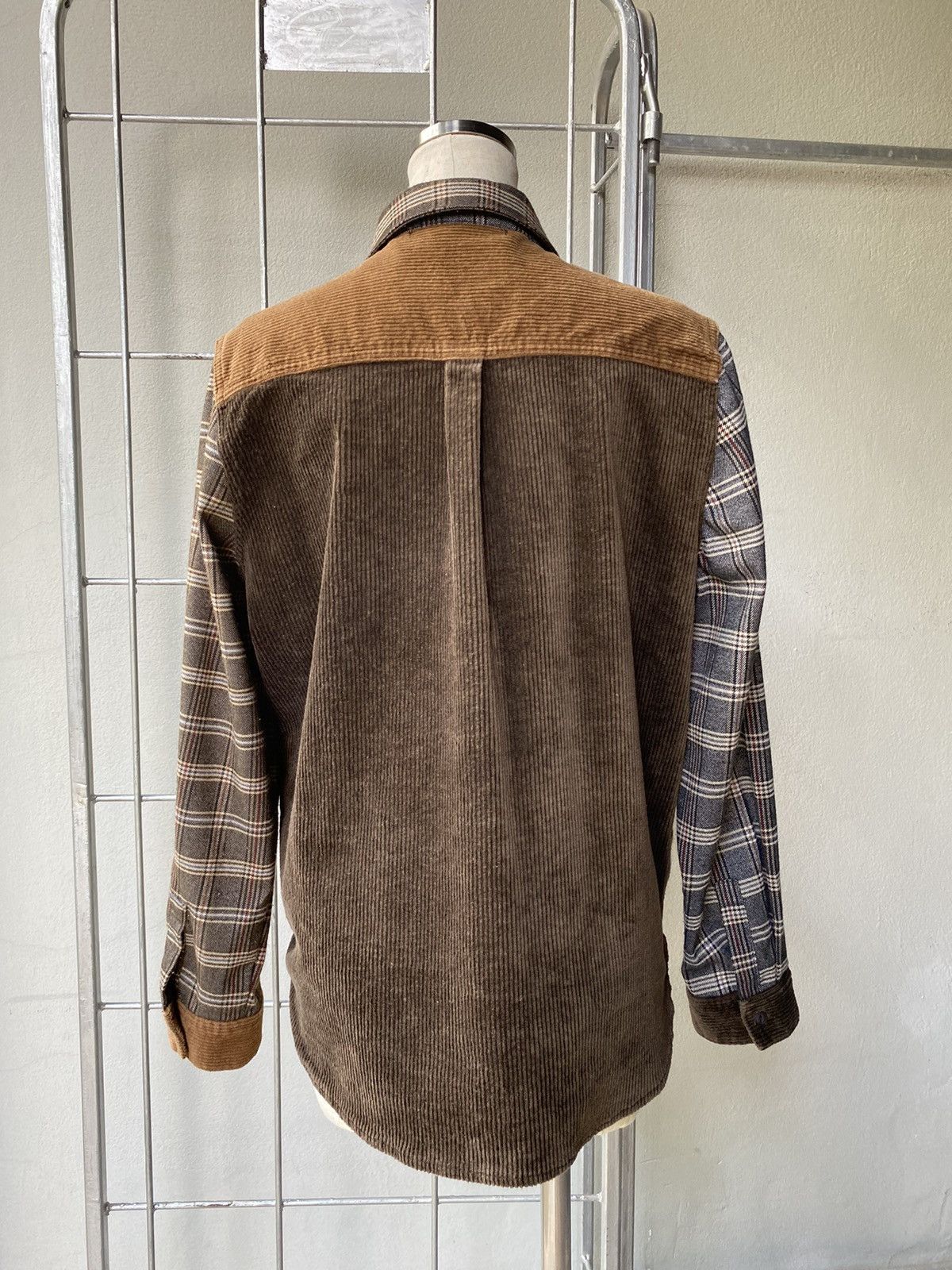 Designer × Japanese Brand Nanea Patchwork Corduroy Plaid Shirt COMFORTABLE Size M / US 6-8 / IT 42-44 - 3 Thumbnail