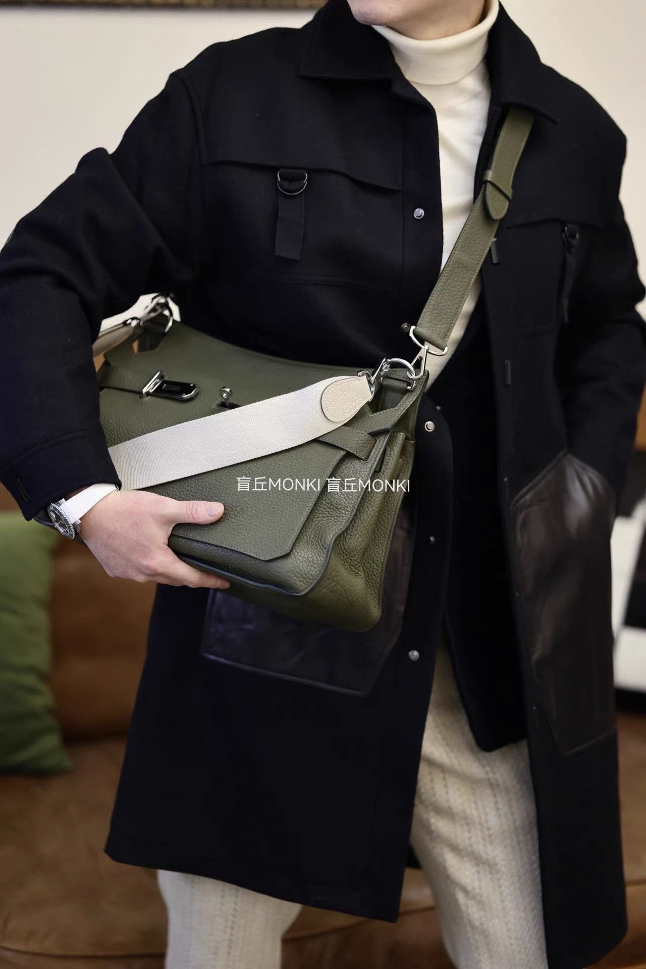 Hermes Hermès Olive Gypsy 34 Togo Messenger Crossbody K32 Size ONE SIZE - 7 Thumbnail