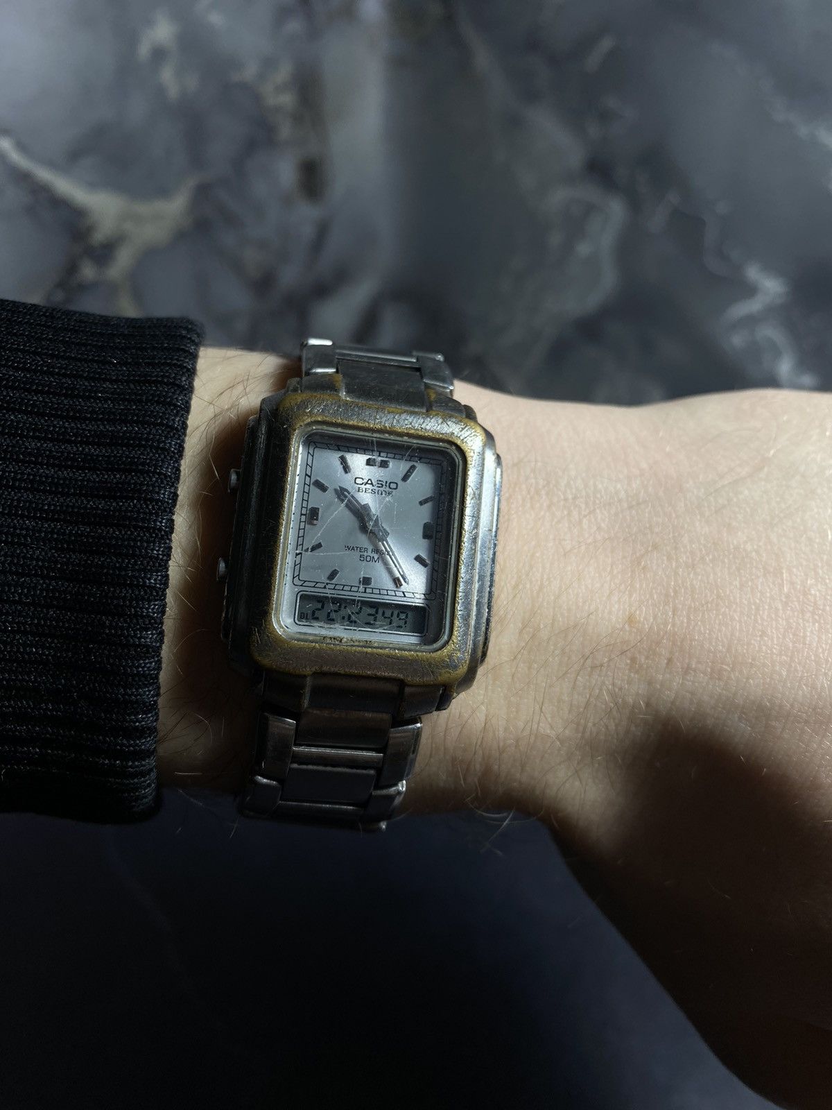 Casio Casio Beside Dual Display Vintage Stainless Steel Watch Size ONE SIZE - 3 Thumbnail