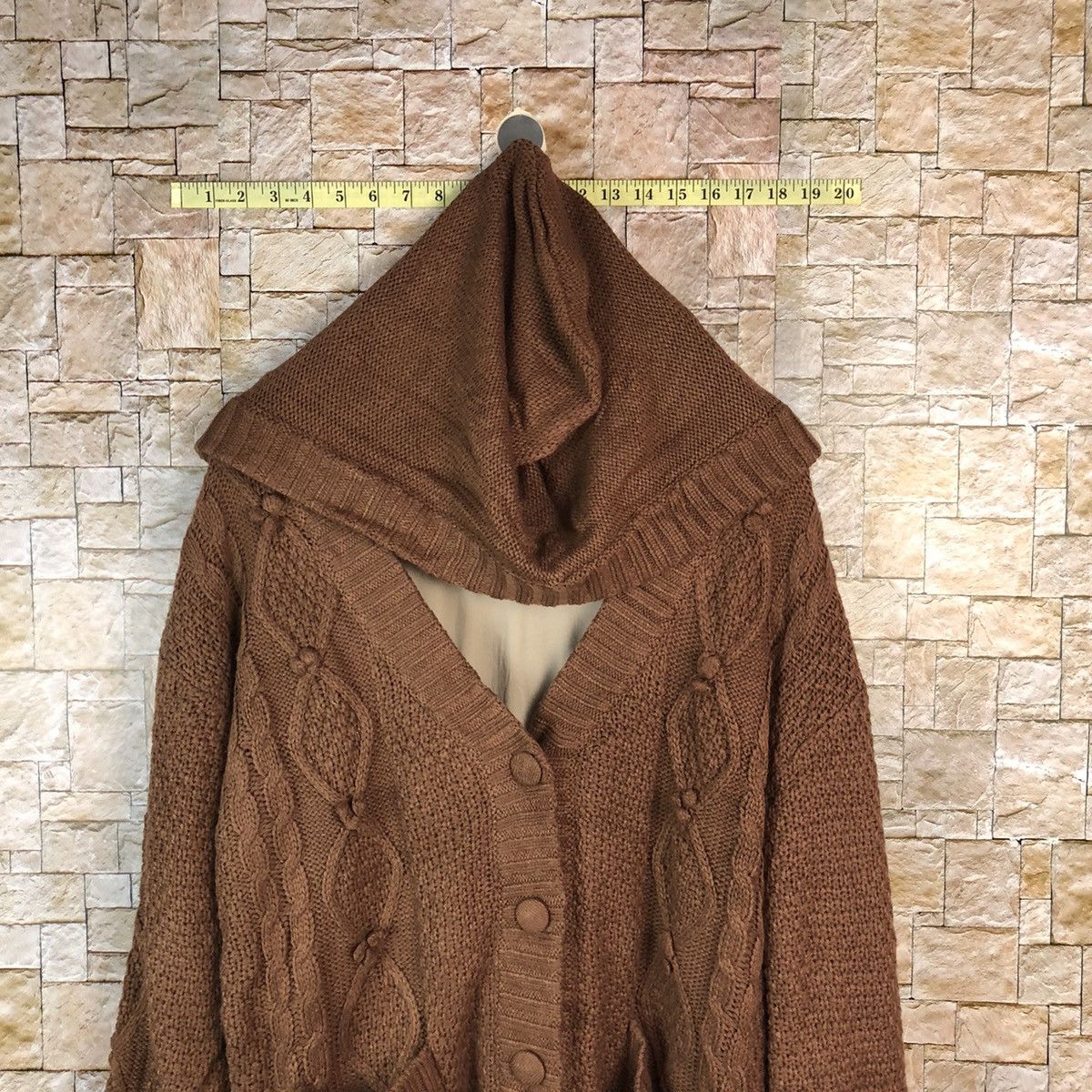 Japanese Brand Pattern Cardigan aran isle cable Knitwear Hoodie #A1086 Size L / US 10 / IT 46 - 2 Thumbnail