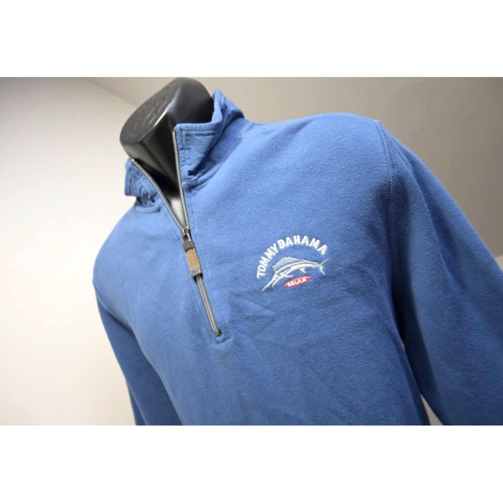 Tommy Bahama Blue 1/4 Zip Sweater Mens Medium