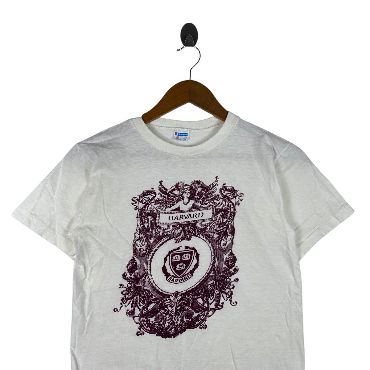 Champion × Vintage Vintage 70’ CHAMPION BAR TAG HARVARD Crest Logo Tee Shirt Size M / US 6-8 / IT 42-44 - 2 Thumbnail