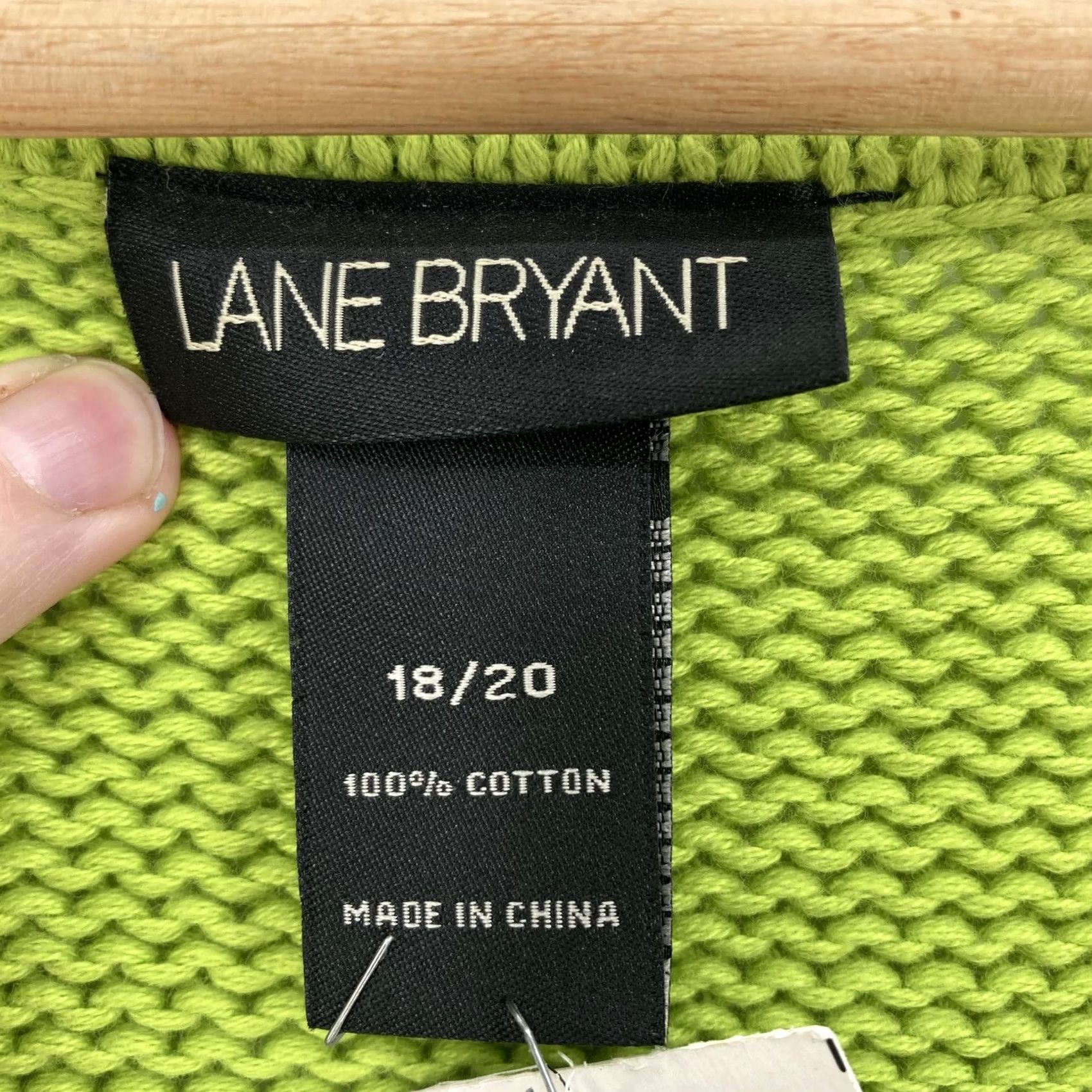 Vintage Lane Bryant Sweater Womens 18/20 Green V Neck 100% Cotton Pullover Lagenlook NWT Size XXL / US 16-18 / IT 52-54 - 5 Thumbnail