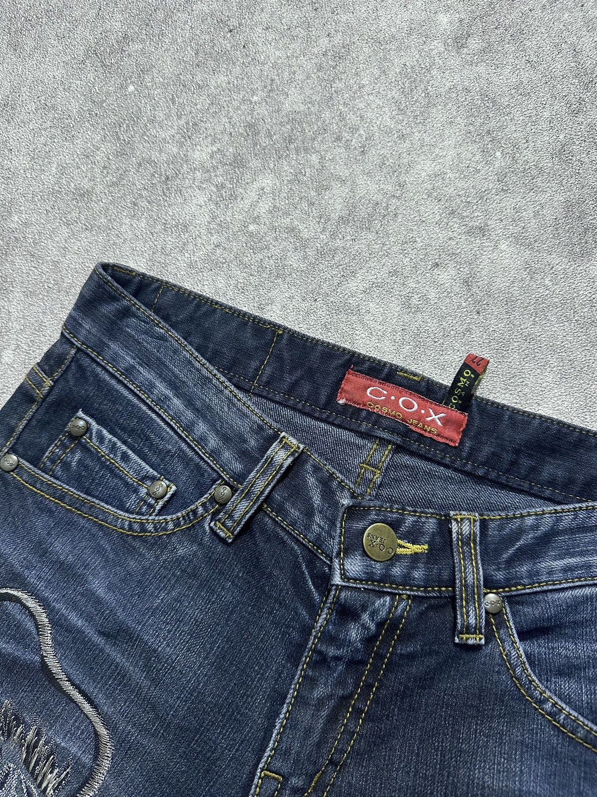 If Six Was Nine Japanes C.O.X Embroidery Dragon Flared Jeans Size US 28 / EU 44 - 6 Thumbnail