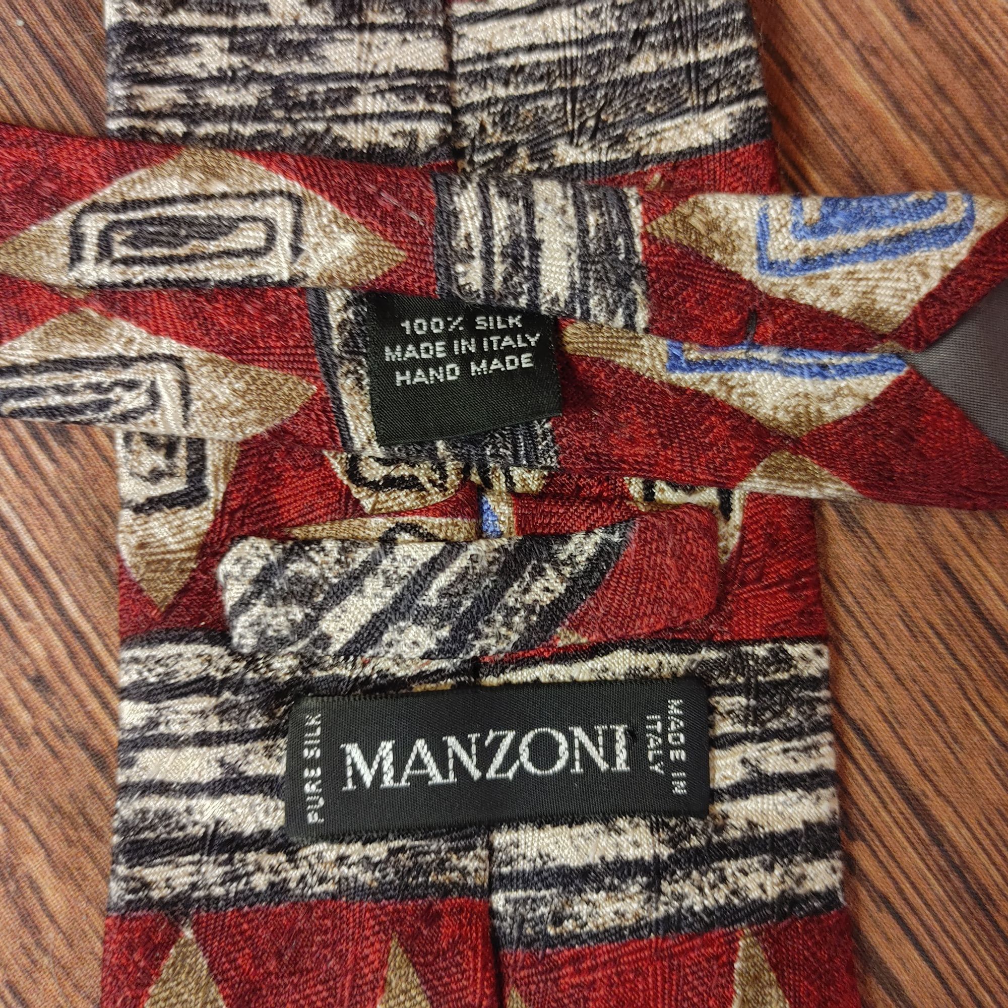 Gianni Manzoni Manzoni Men's Red/Gray 100% Silk Made In Italy Tie Size ONE SIZE - 2 Thumbnail