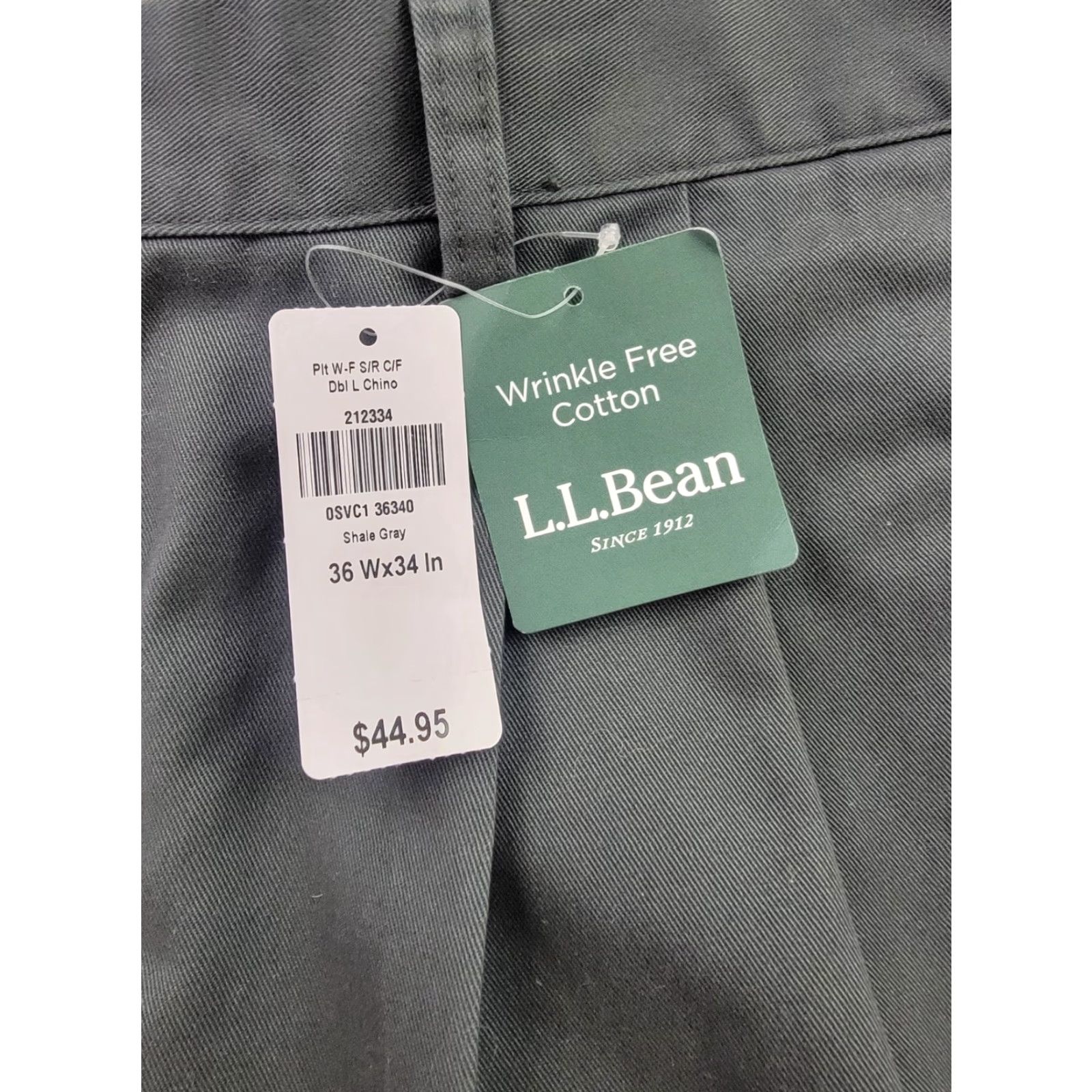 Vintage LL Bean Pants Mens 36x34 Gray Chino Pleated 100% Cotton NWT Double L Size US 36 / EU 52 - 7 Thumbnail