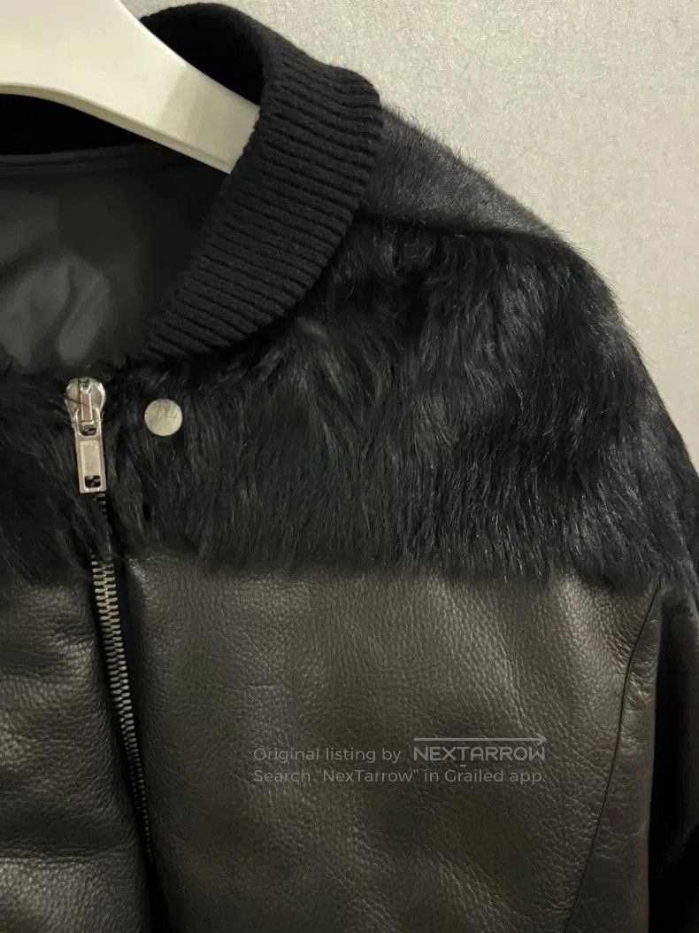 Rick Owens Black Leather Fur Padded Jacket. Size US L / EU 52-54 / 3 - 3 Thumbnail
