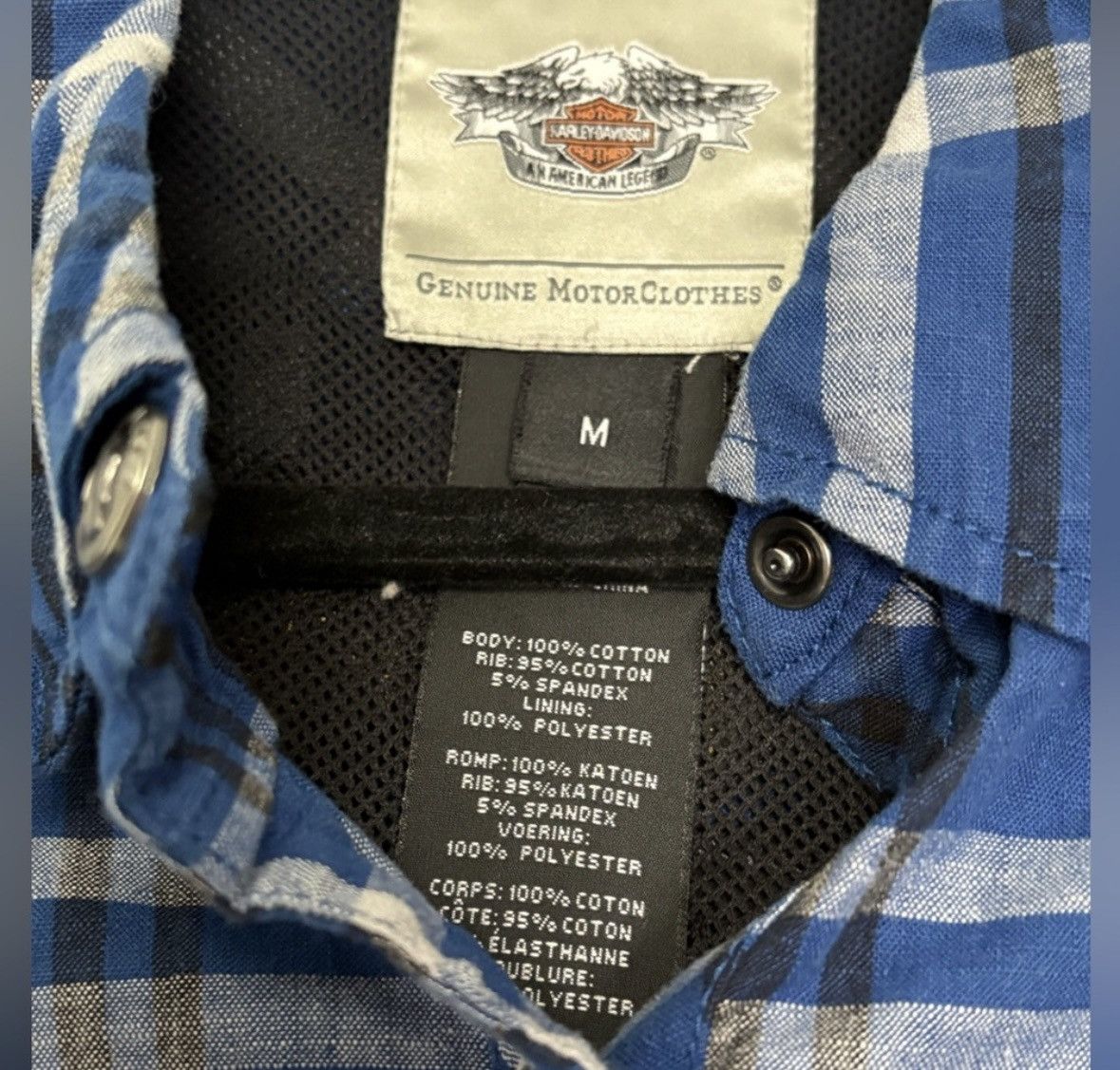 Harley Davidson Harley-Davidson Metal Snap Shirt Womens Size M Blue Plaid L Size M / US 6-8 / IT 42-44 - 3 Thumbnail