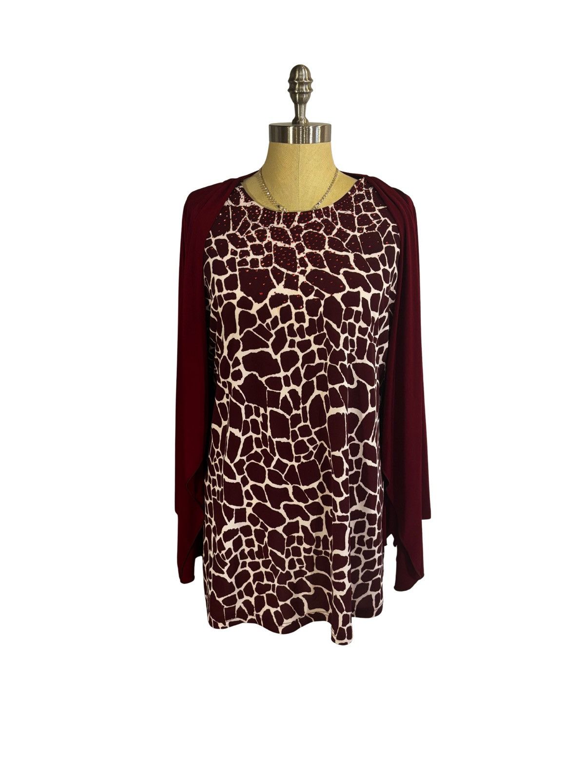 Other Burgundy cardigan Blouse w.beads details.wb2442 Size XXL / US 16-18 / IT 52-54 - 2 Thumbnail