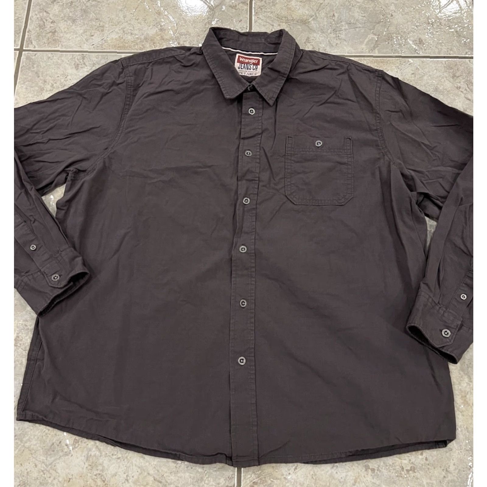 Wrangler Wrangler Jeans Co. Button-Up Shirt Gray Chambray Long Sleeve 2XL Men’s Casual Workwear Size US XXL / EU 58 / 5 - 3 Thumbnail