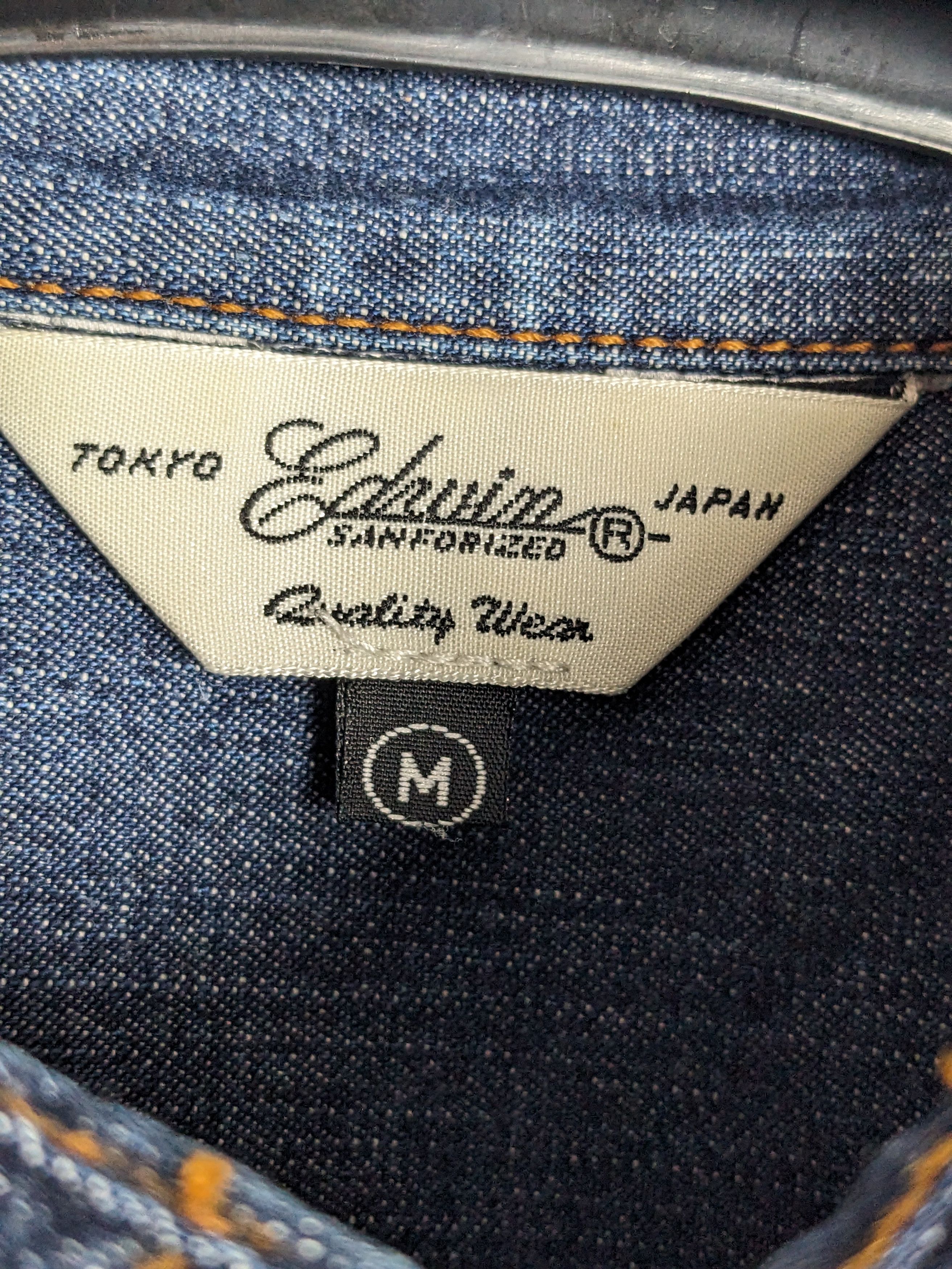 Edwin Bronson Shirt M Denim Blue Snap 100% Cotton Cowboy Western Size US M / EU 48-50 / 2 - 3 Thumbnail
