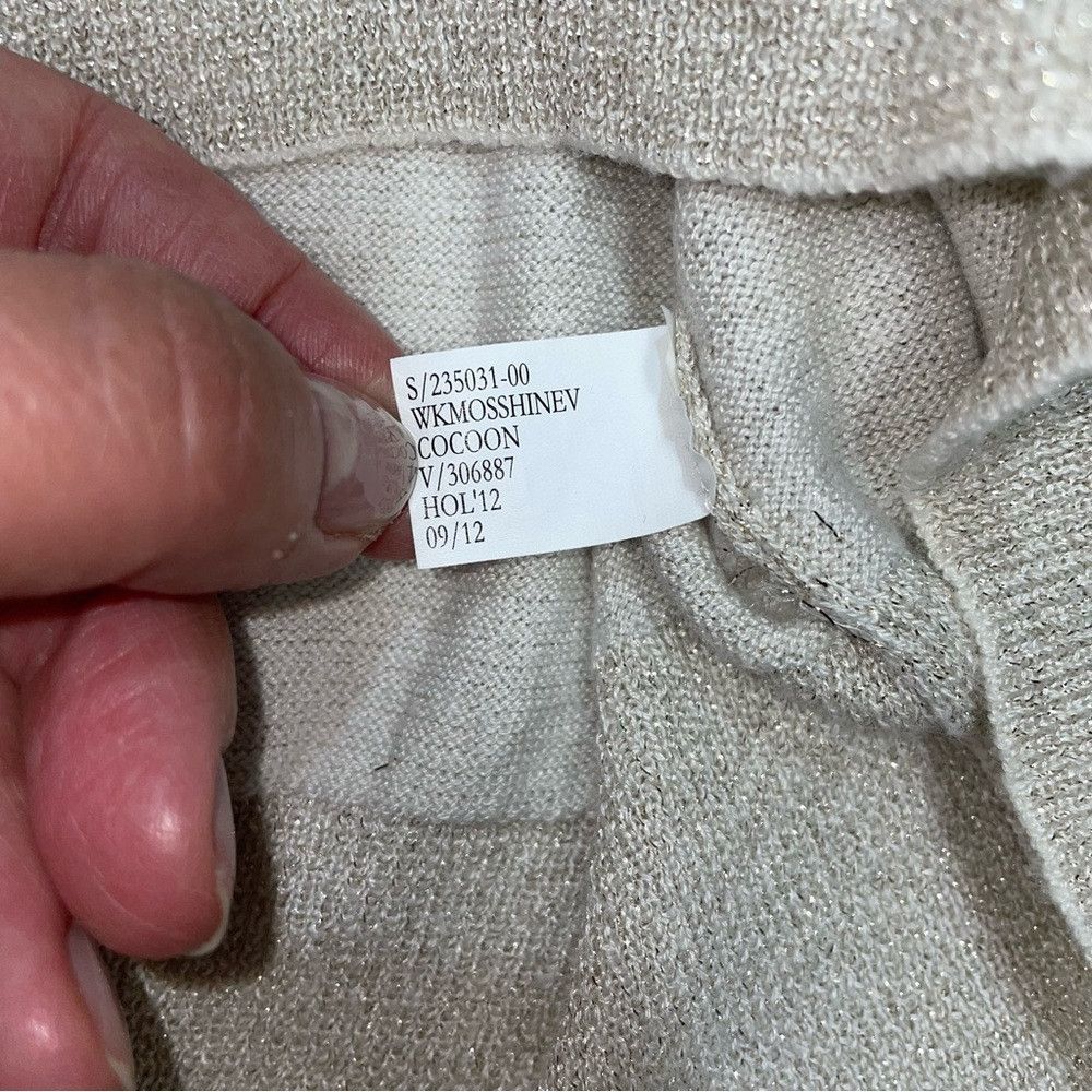 Banana Republic Banana Republic V-Neck Silk Blend Light Grey Sparkle Sweate Size L / US 10 / IT 46 - 7 Thumbnail