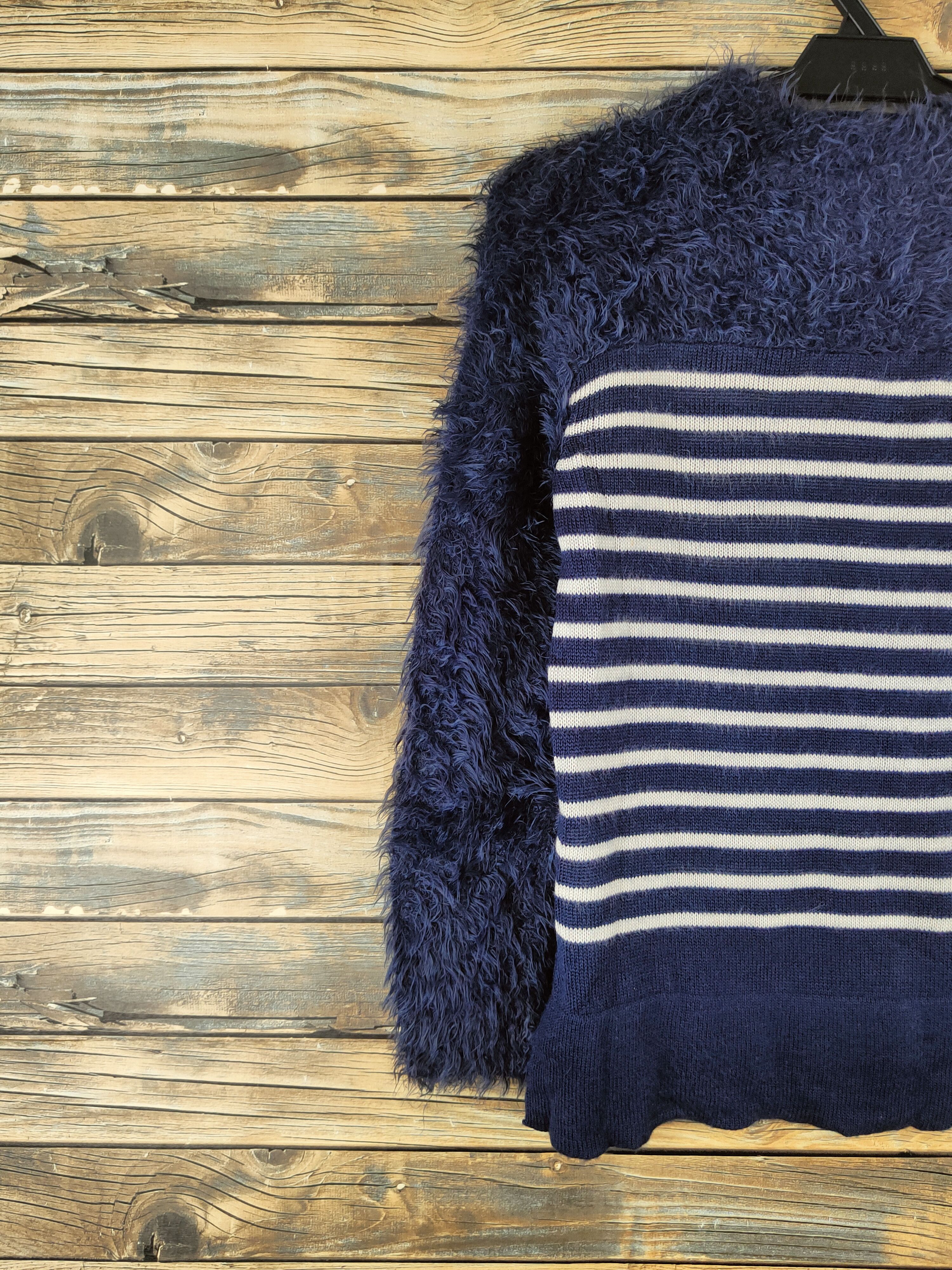 Japanese Brand Polo Studio Alivier Navy Fur Mohair Knitwear #46-540 Size M / US 6-8 / IT 42-44 - 8 Thumbnail