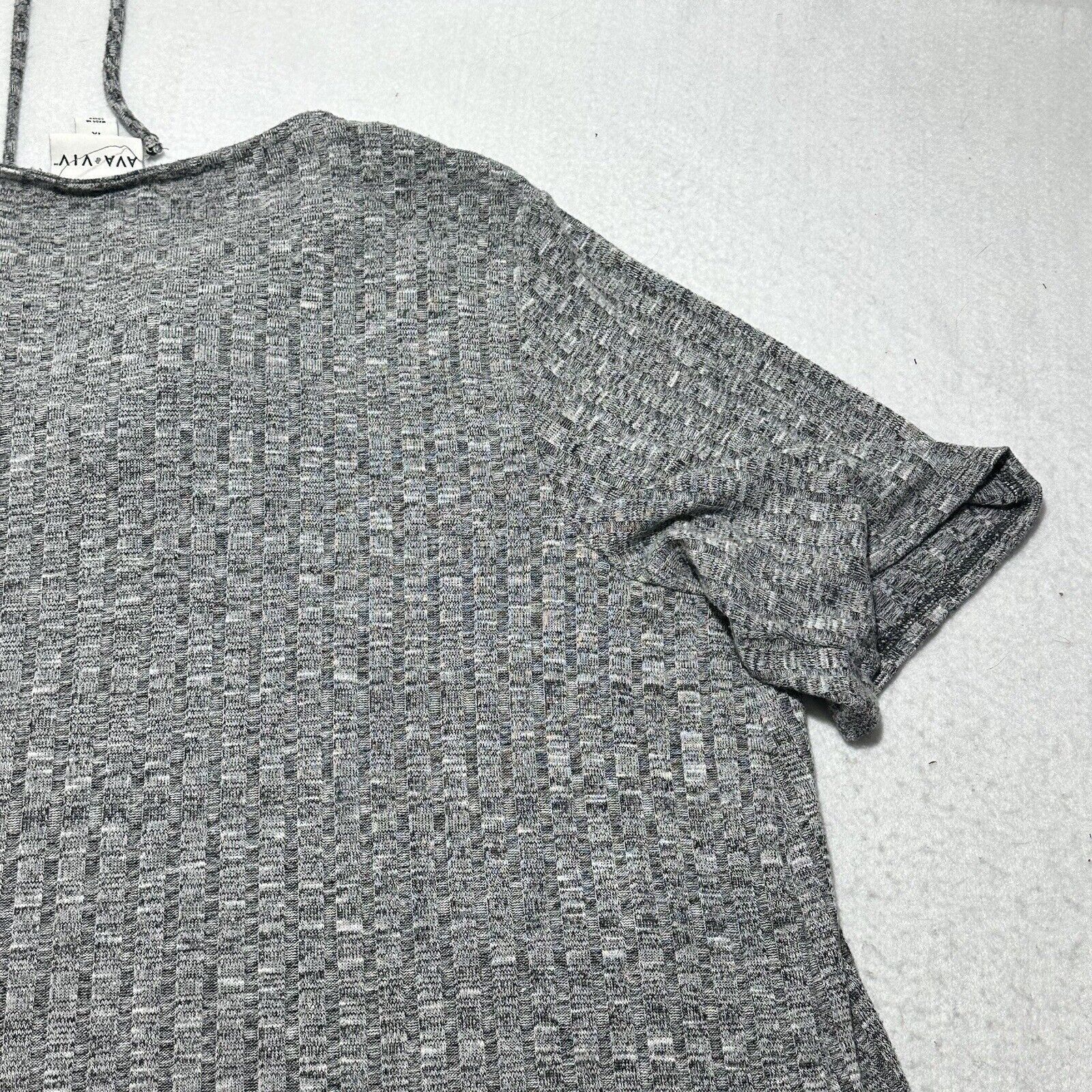 Target Basics Ava & Viv 1X Gray Short Sleeve T Shirt Ribbed Tie Neckline Size XL / US 12-14 / IT 48-50 - 16 Thumbnail