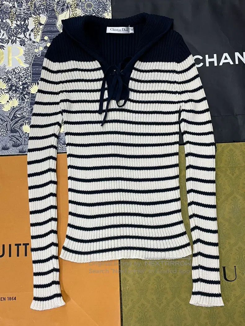 Dior Dior Black and white striped navy collar knitted long slee Size XS / US 0-2 / IT 36-38 - 1 Thumbnail