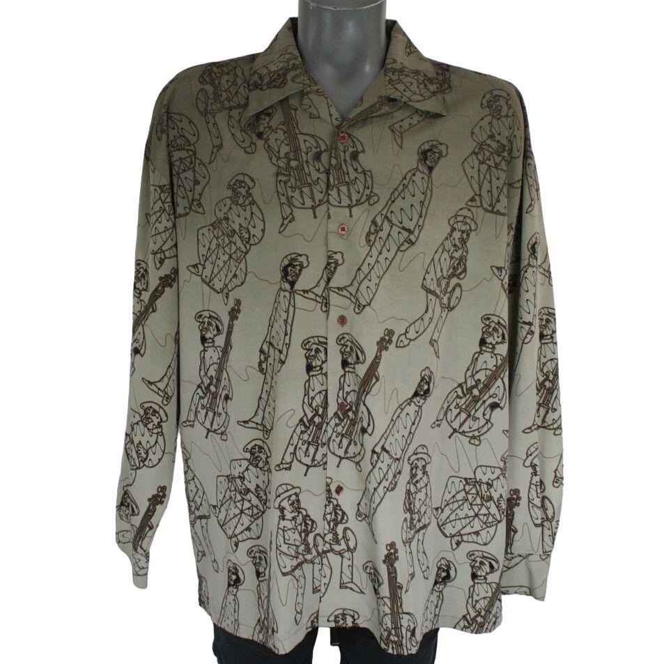 Vintage Vintage 90s Jazz Players All Over Print Shirt Size US XL / EU 56 / 4 - 1 Thumbnail