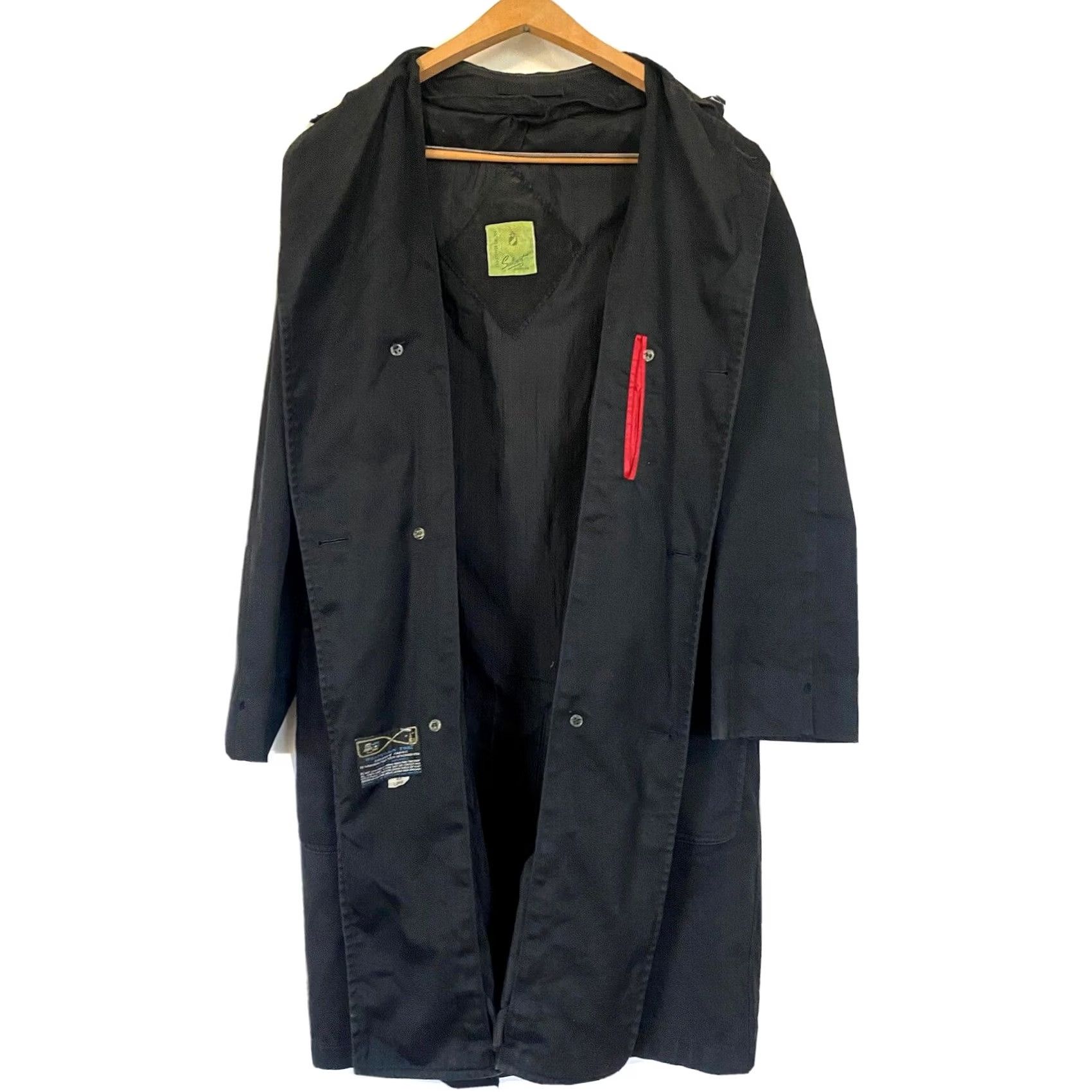 Rains Sakowitz Christopher Coat Jacket Overcoat Boatswain Twill 40 Long Men’s Vintage Black Rain Overcoat Mens Size US XXS / EU 40 - 3 Thumbnail
