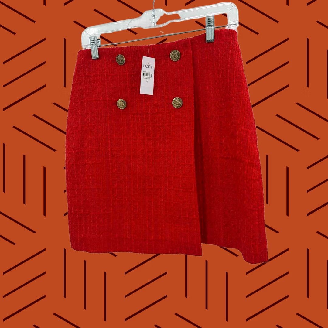 Loft Loft Red Tweed Mini Skirt Size 4 Size 27" / US 4 / IT 40 - 1 Thumbnail