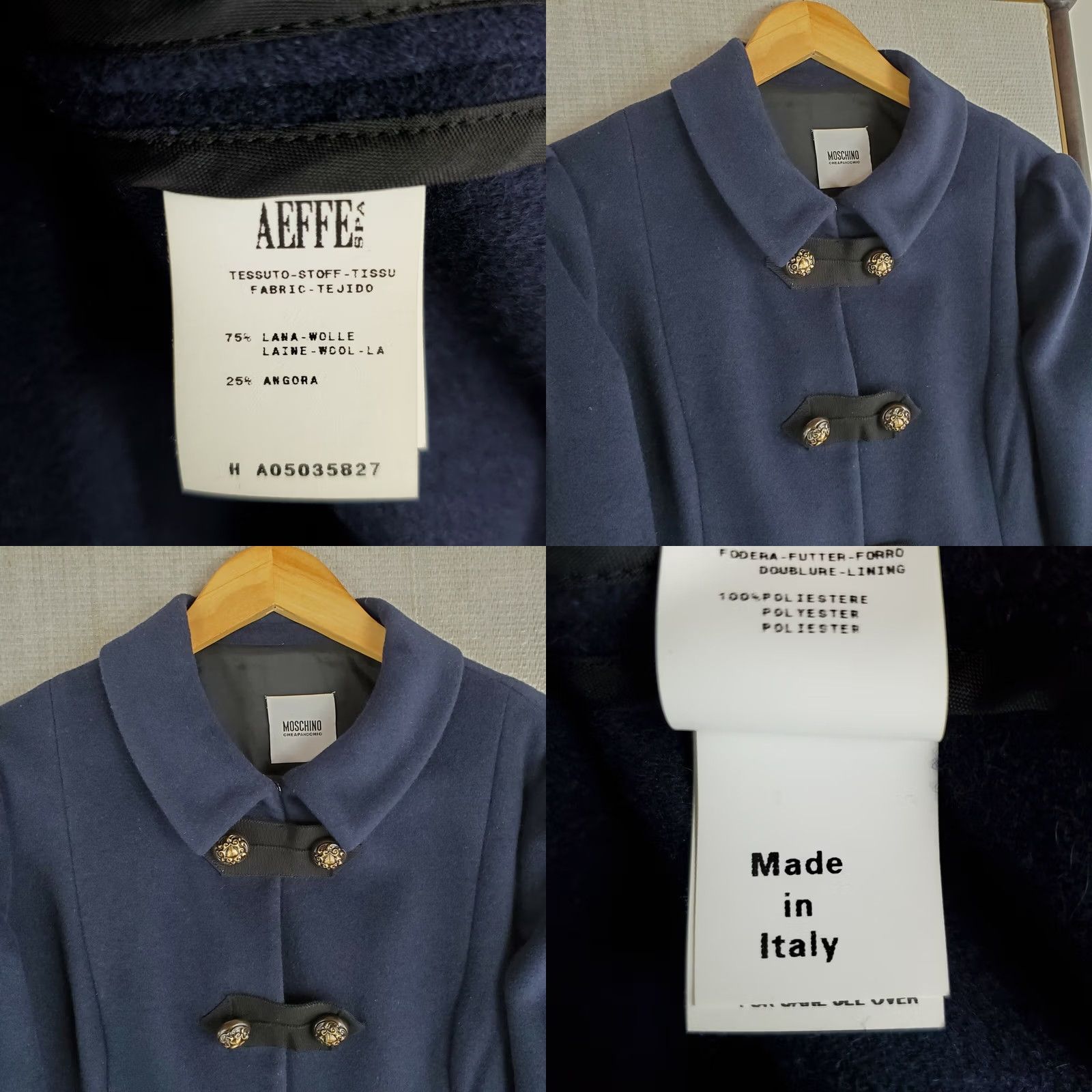 Moschino MOSCHINO Wool/Angora Toggle Jacket Navy Blue Large L Size L / US 10 / IT 46 - 8 Thumbnail