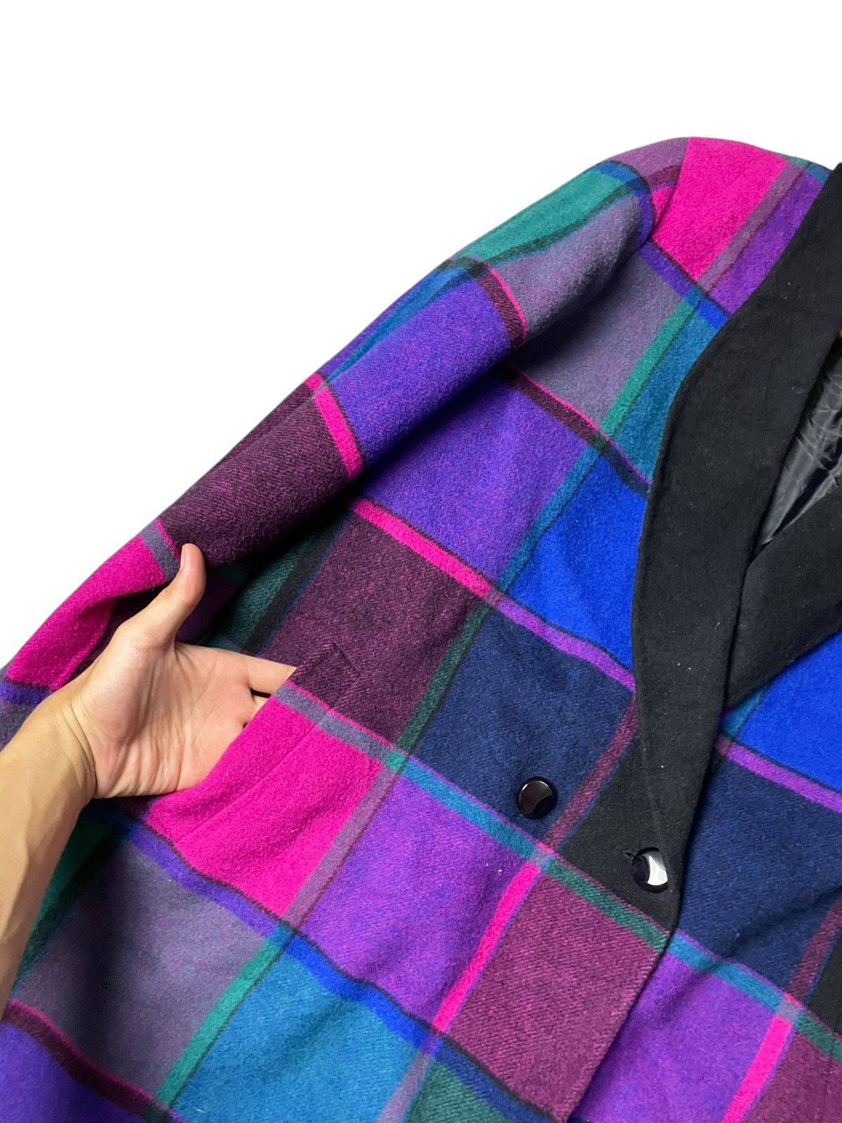 Handmade × Japanese Brand × Vintage HANDMADE Brand Purple Plaid Wool Coat (99) Size US M / EU 48-50 / 2 - 4 Thumbnail