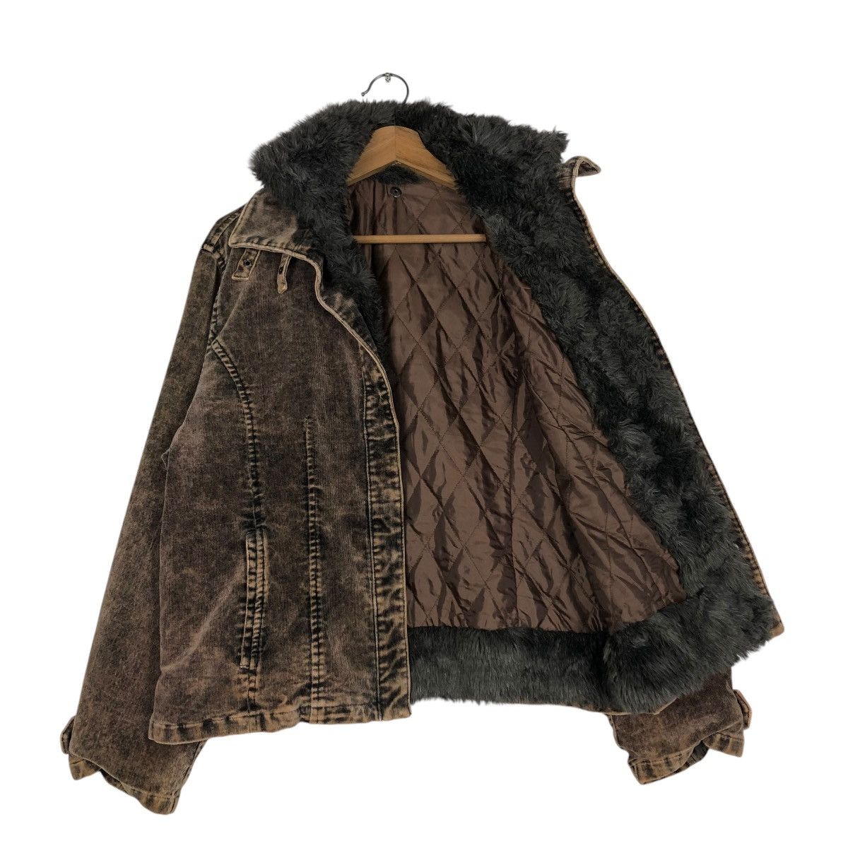 Japanese Brand 🔥VINTAGE BIKER JACKET DOUBLE COLLAR FUR LINING CREA JAPAN Size US M / EU 48-50 / 2 - 13 Thumbnail