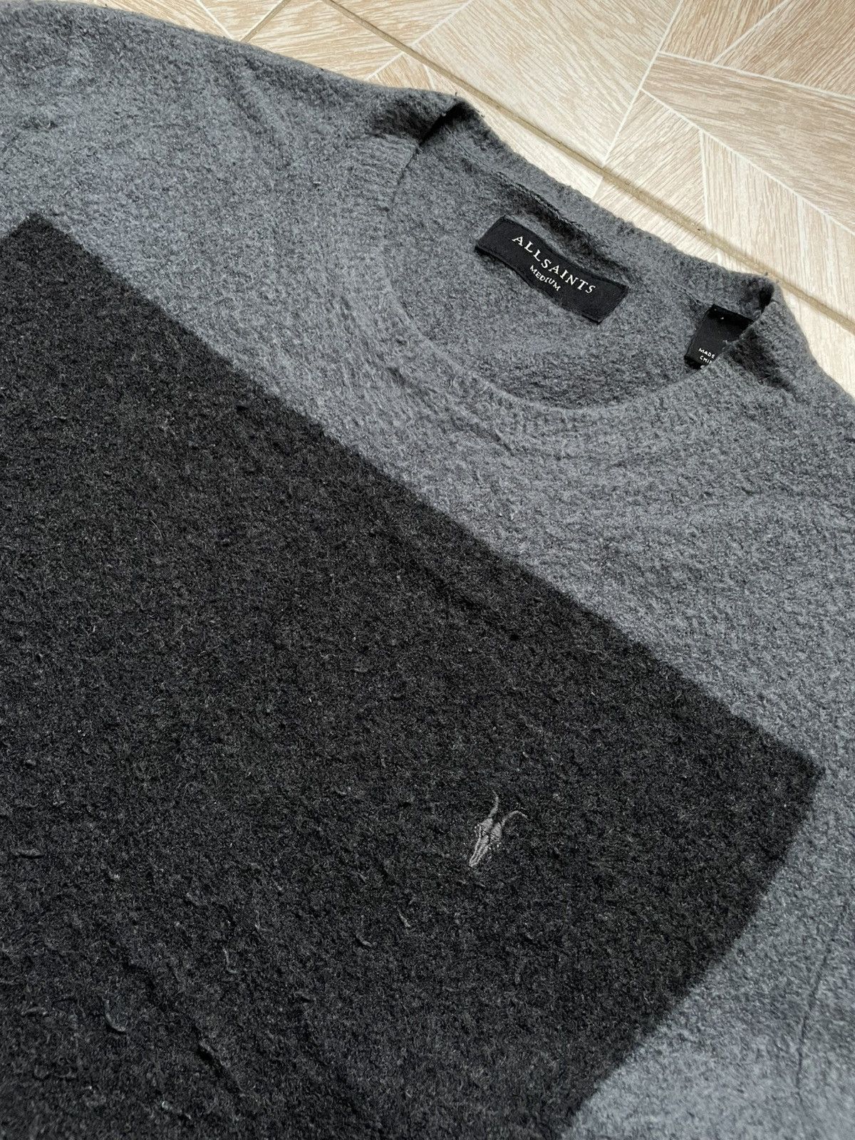 Allsaints All Saints Lobke Wool Knitted Sweater Ramskull Logo M Gray Size US M / EU 48-50 / 2 - 2 Thumbnail