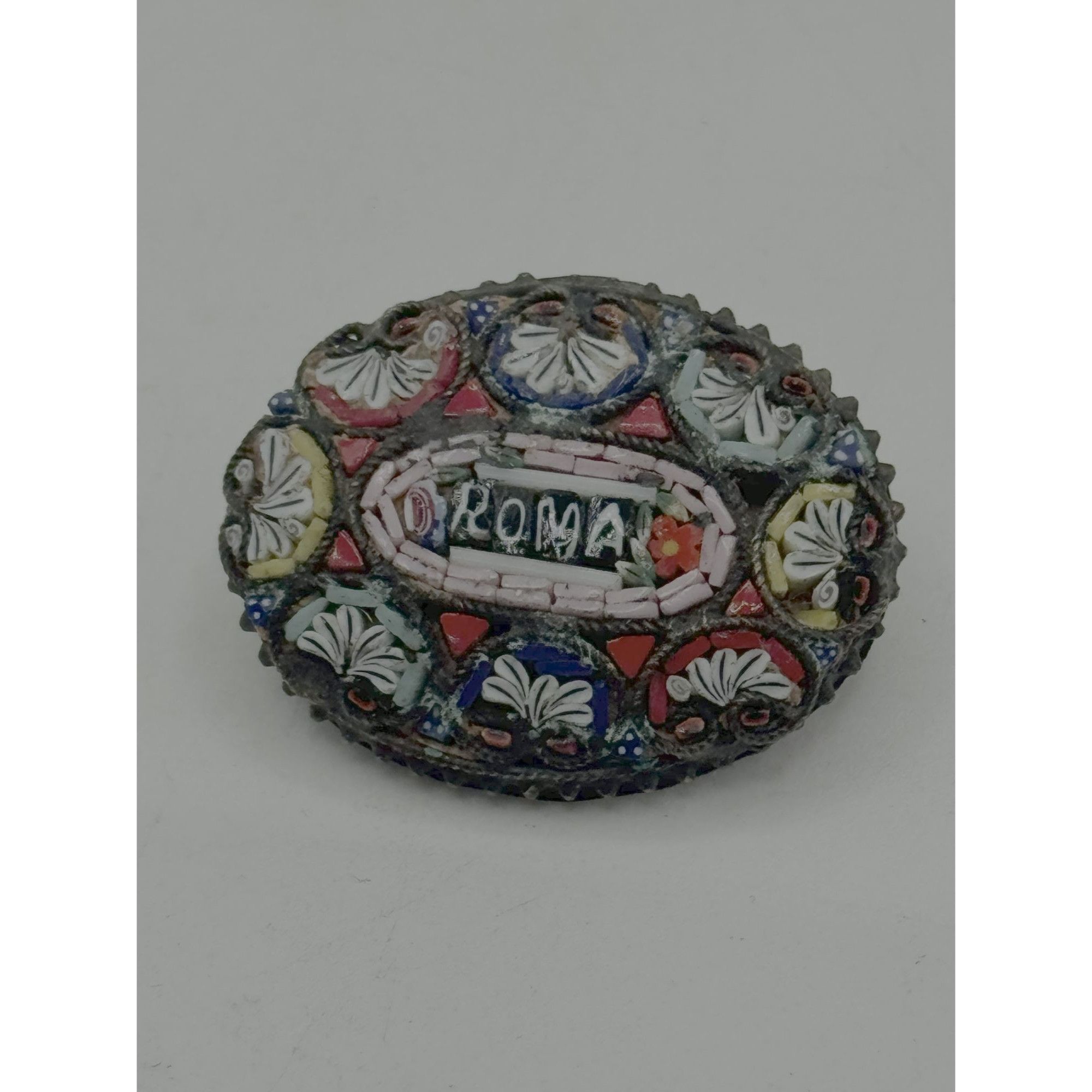 Vintage Vintage estate Roma Italy Micro Mosaic Brooch Pin Size ONE SIZE - 5 Thumbnail