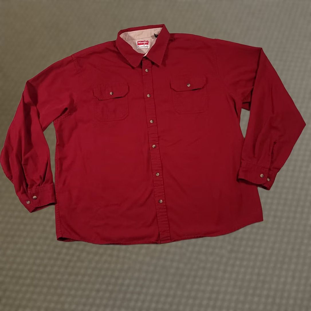 Wrangler Wrangler Shirt Mens 2XL Maroon Button Up Western Cowboy Rodeo Workwear Heavy Size US XXL / EU 58 / 5 - 1 Thumbnail