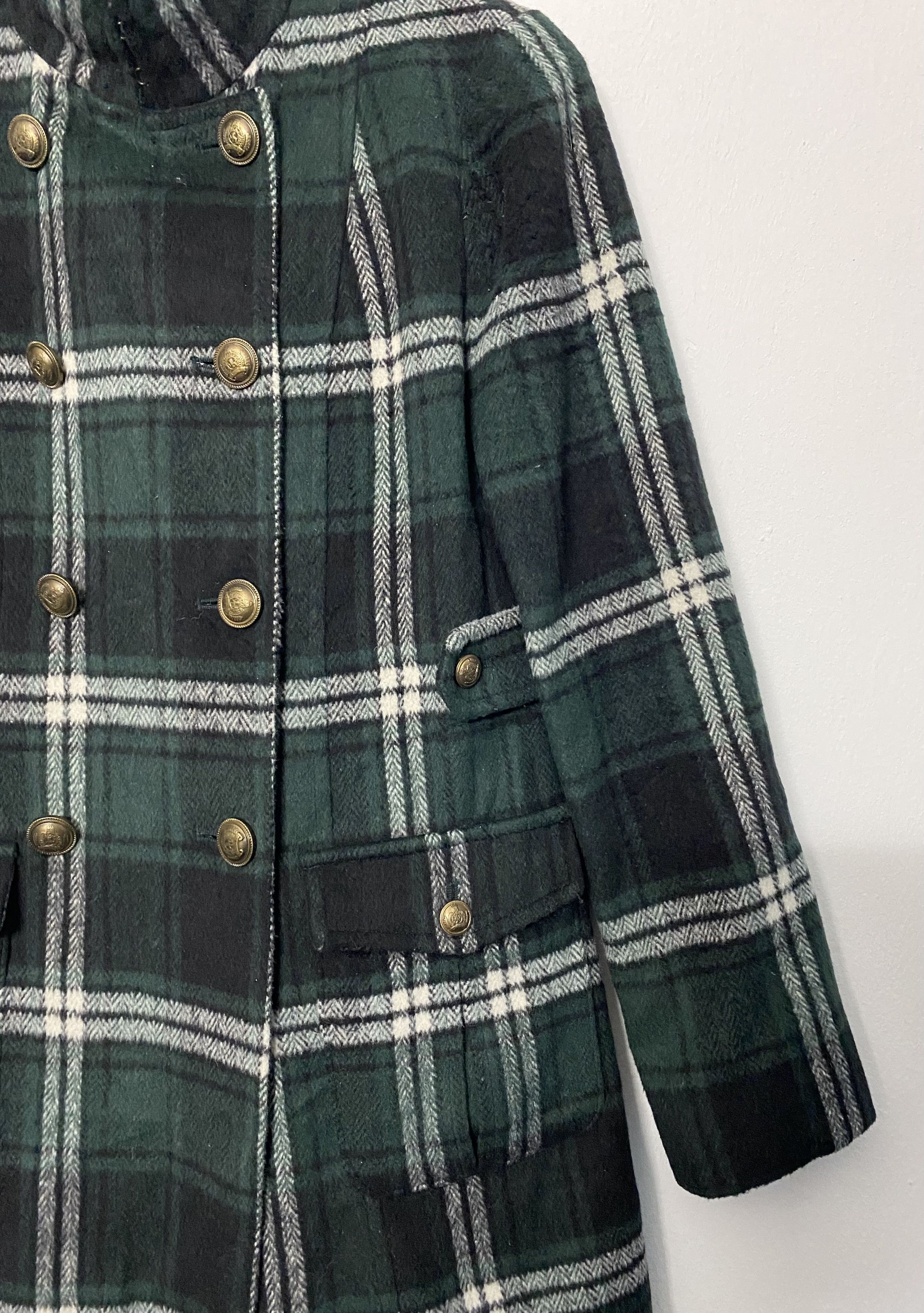 Takeo Kikuchi TK MIXPICE Green Check Tartan Wool Blend Jacket Coat Size M / US 6-8 / IT 42-44 - 6 Thumbnail