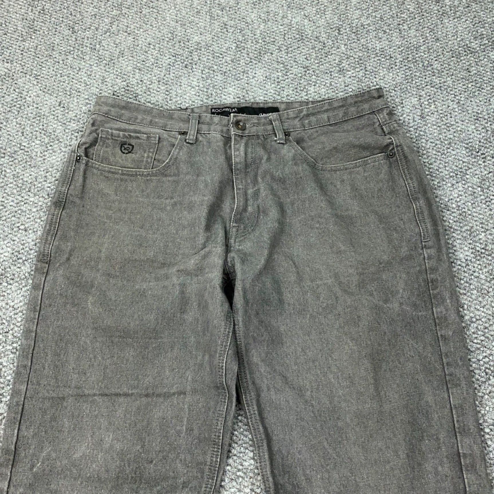 Rocawear VTG Rocawear Jeans Mens 36 Gray Denim Hip Hop 90s Y2K Straight 30in Inseam Mens Size US 35 - 2 Thumbnail