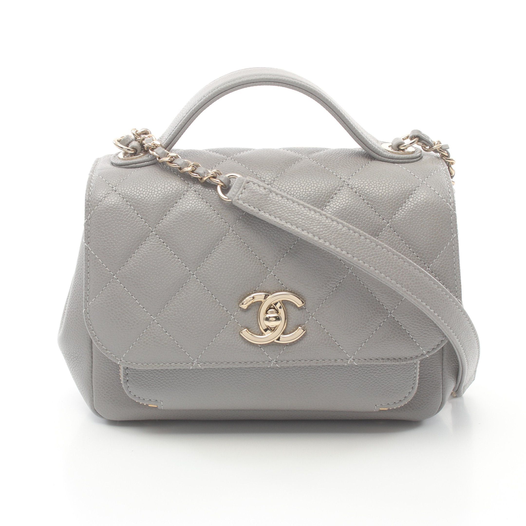 Chanel Chanel Mini Flap Bag Matelasse Chain Shoulder Caviar Skin Gray Gold Hardware Size ONE SIZE - 1 Thumbnail