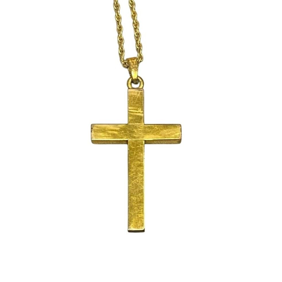 Other Vintage 1/20 12K Gold Filled Etched Cross Pendant Necklace W Size ONE SIZE - 1 Thumbnail