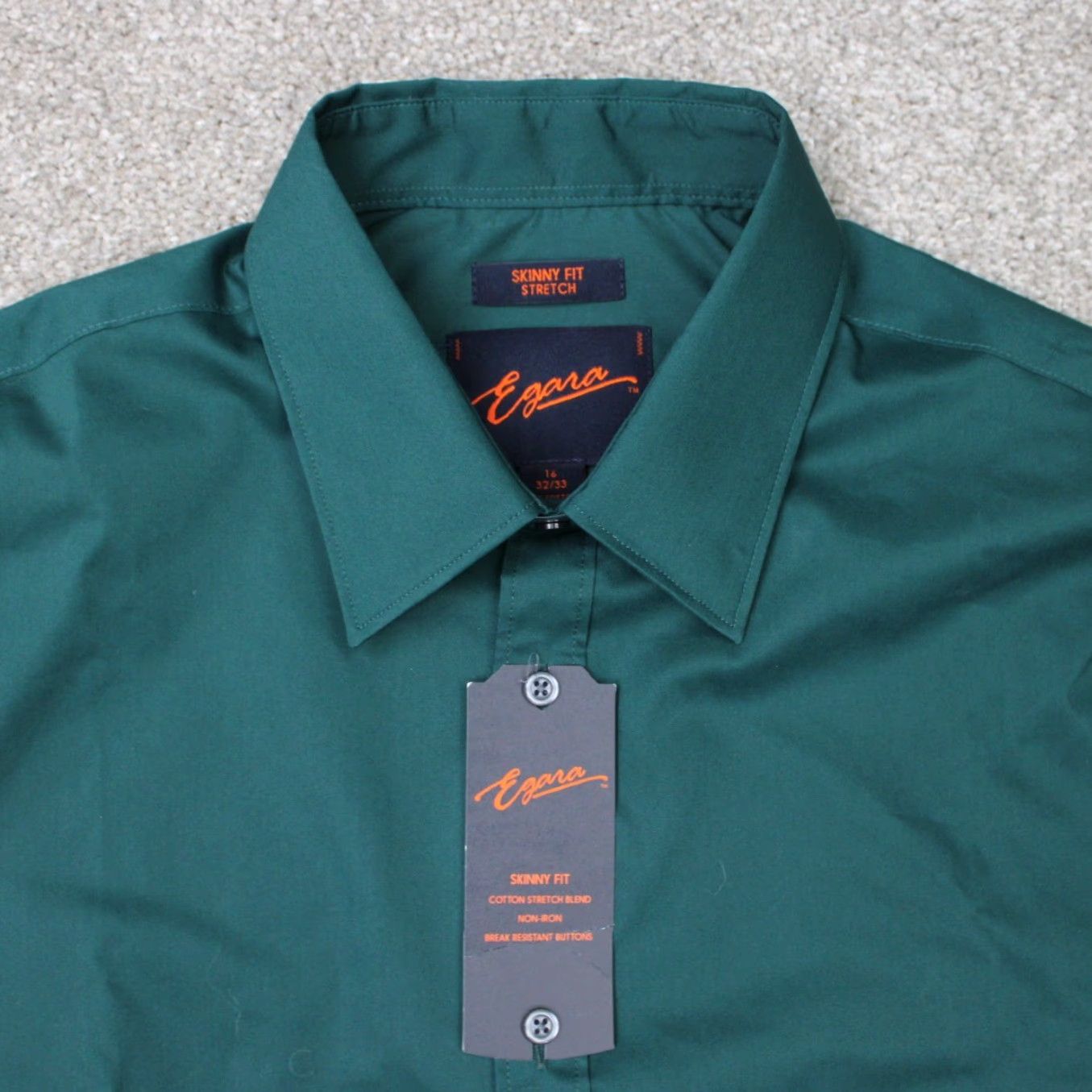 Egara Egara Dress Shirt Mens 16, 32/33 Green Regular Long Sleeve Button Shirt Size 42R - 6 Thumbnail