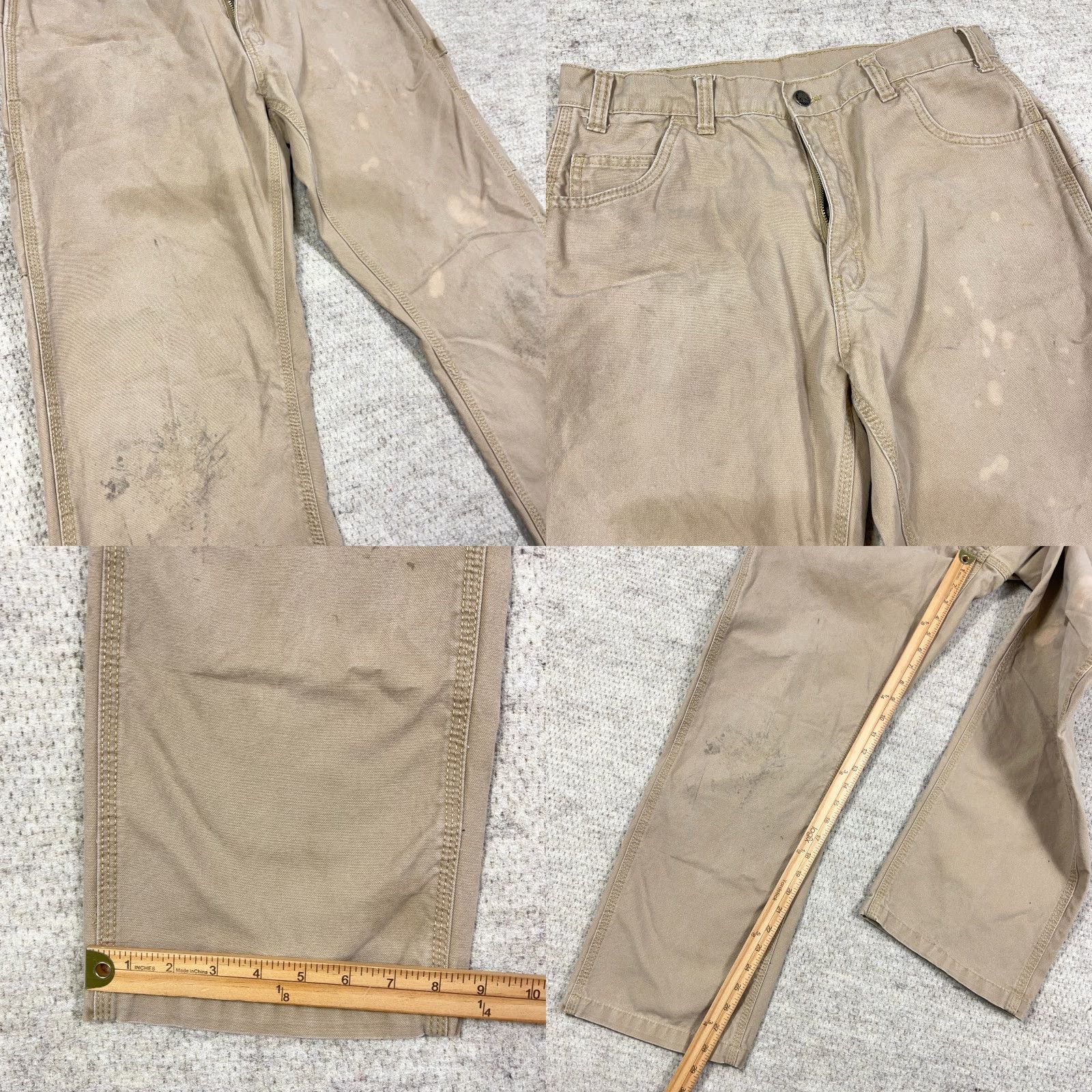 Vintage Berne Carpenter Pants Men 34x30 Tan Duck Canvas Workwear Distressed Grunge Worn Leather? Size US 34 / EU 50 - 8 Thumbnail