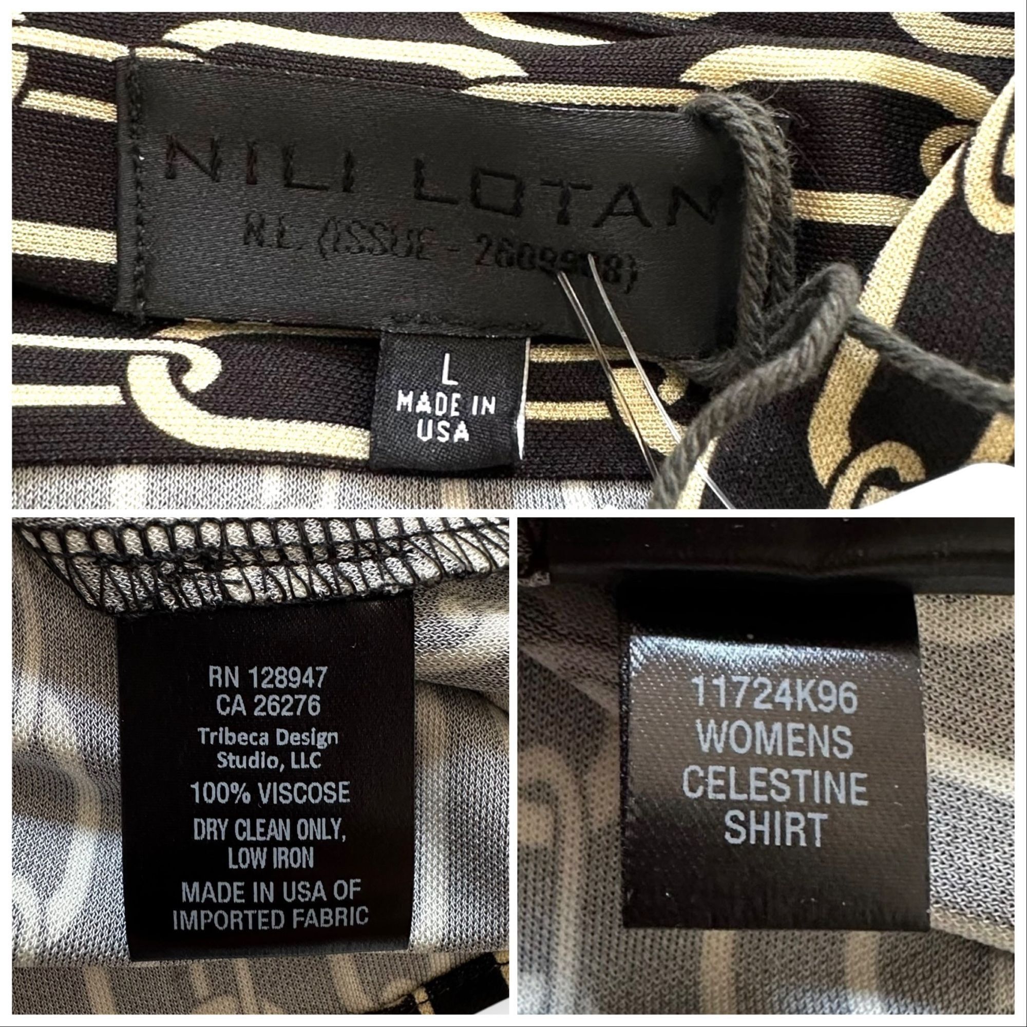 Nili Lotan NILI LOTAN Celestine Print Shirt, Small Chain Print, Size L, Size L / US 10 / IT 46 - 3 Thumbnail