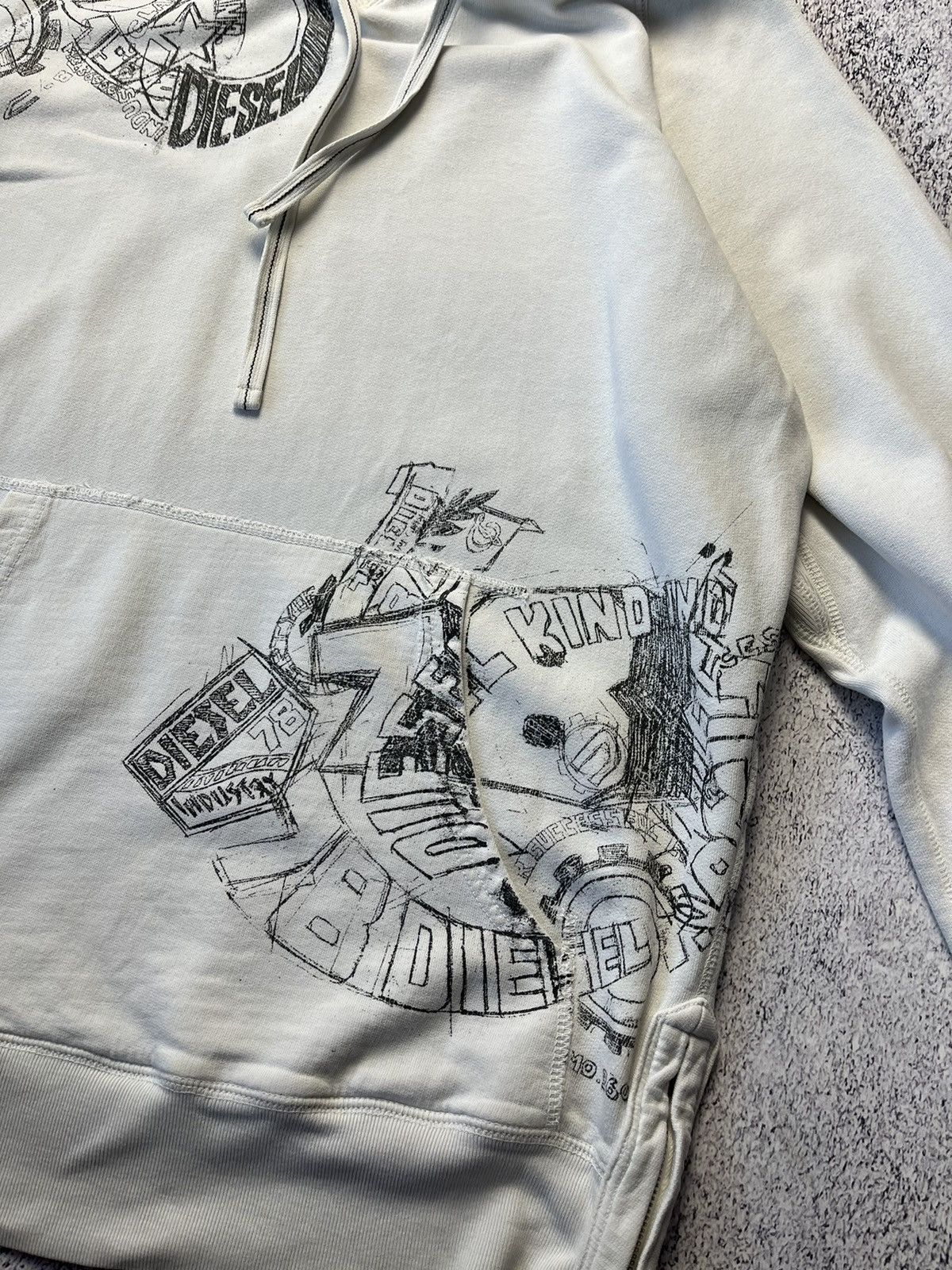 Diesel Rare Vintage Diesel hoodie big logo white Y2K Size US M / EU 48-50 / 2 - 12 Thumbnail