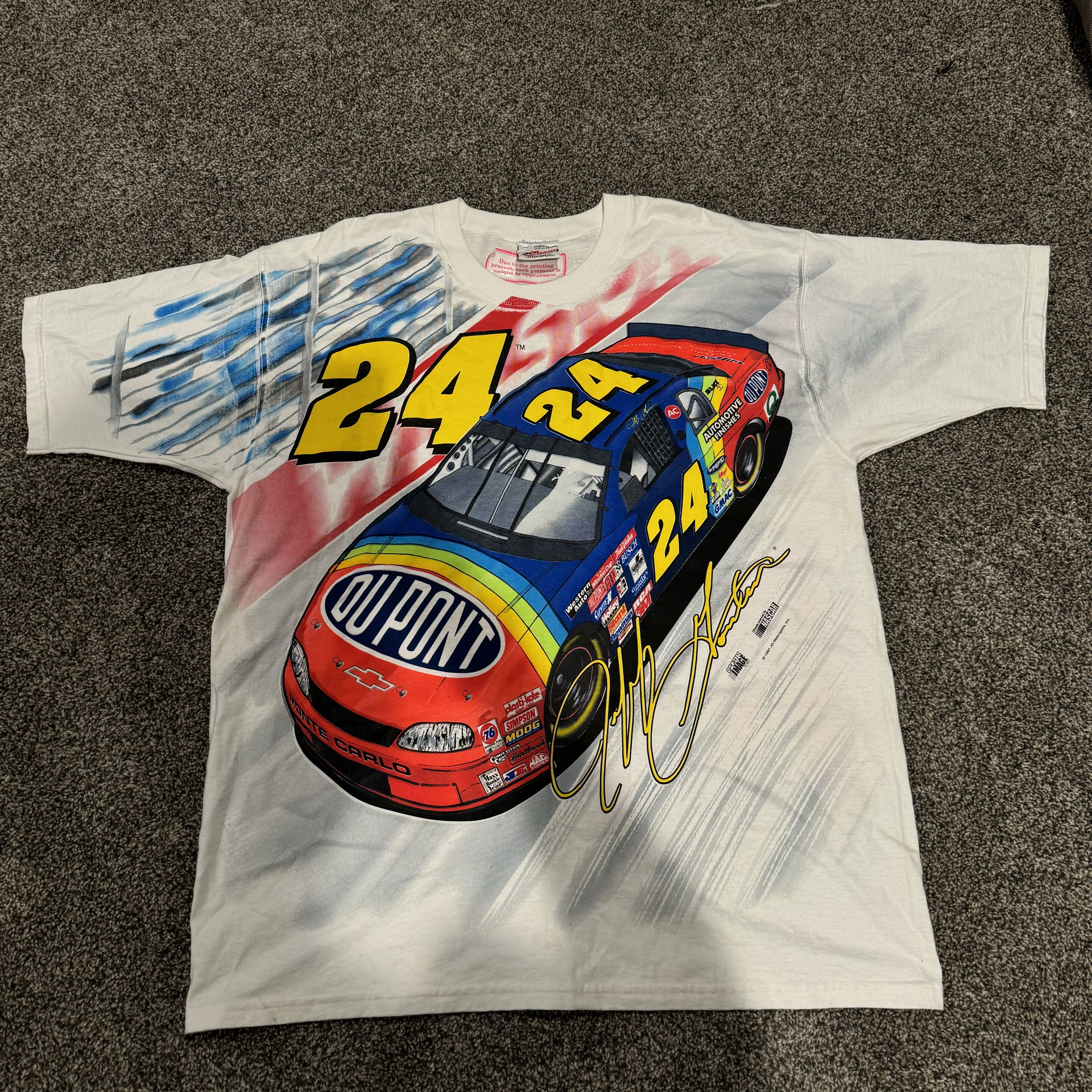 image of Deadstock Vintage 1997 Jeff Gordon Nascar Aop Tee in White, Men's (Size XL)