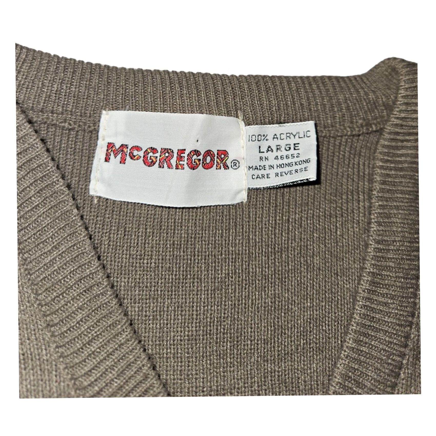 McGregor VINTAGE McGregor Sweater Men's L V-Neck Pullover 100% Acrylic Brown Ribbed Knit Regular Size Boy? Wait. Size US L / EU 52-54 / 3 - 2 Thumbnail