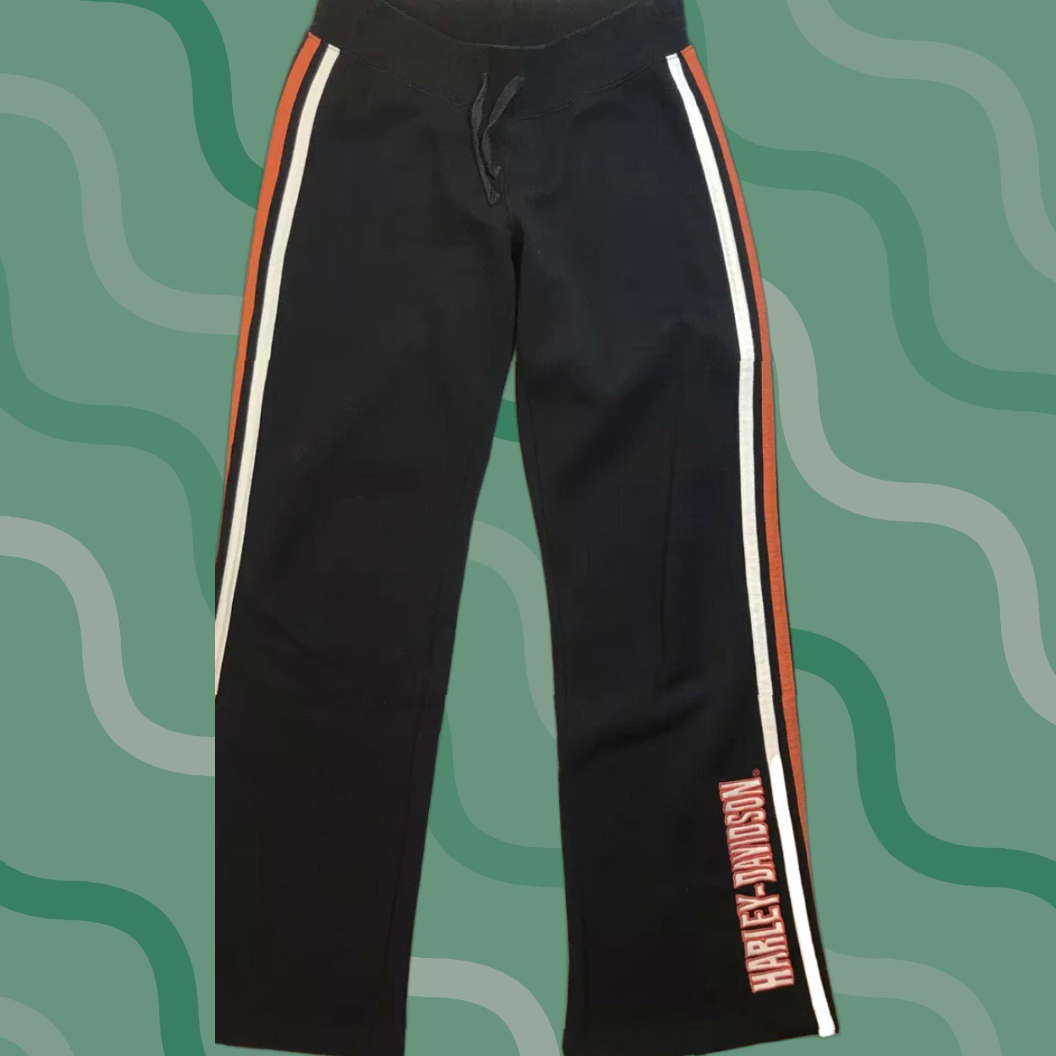 Harley Davidson Harley-Davidson Sweatpants Women Flared Leg Knit Cotton Blend XS Black Striped Logo Embroidered 30in Inseam Motorcycle Casual Size 27" / US 4 / IT 40 - 1 Thumbnail