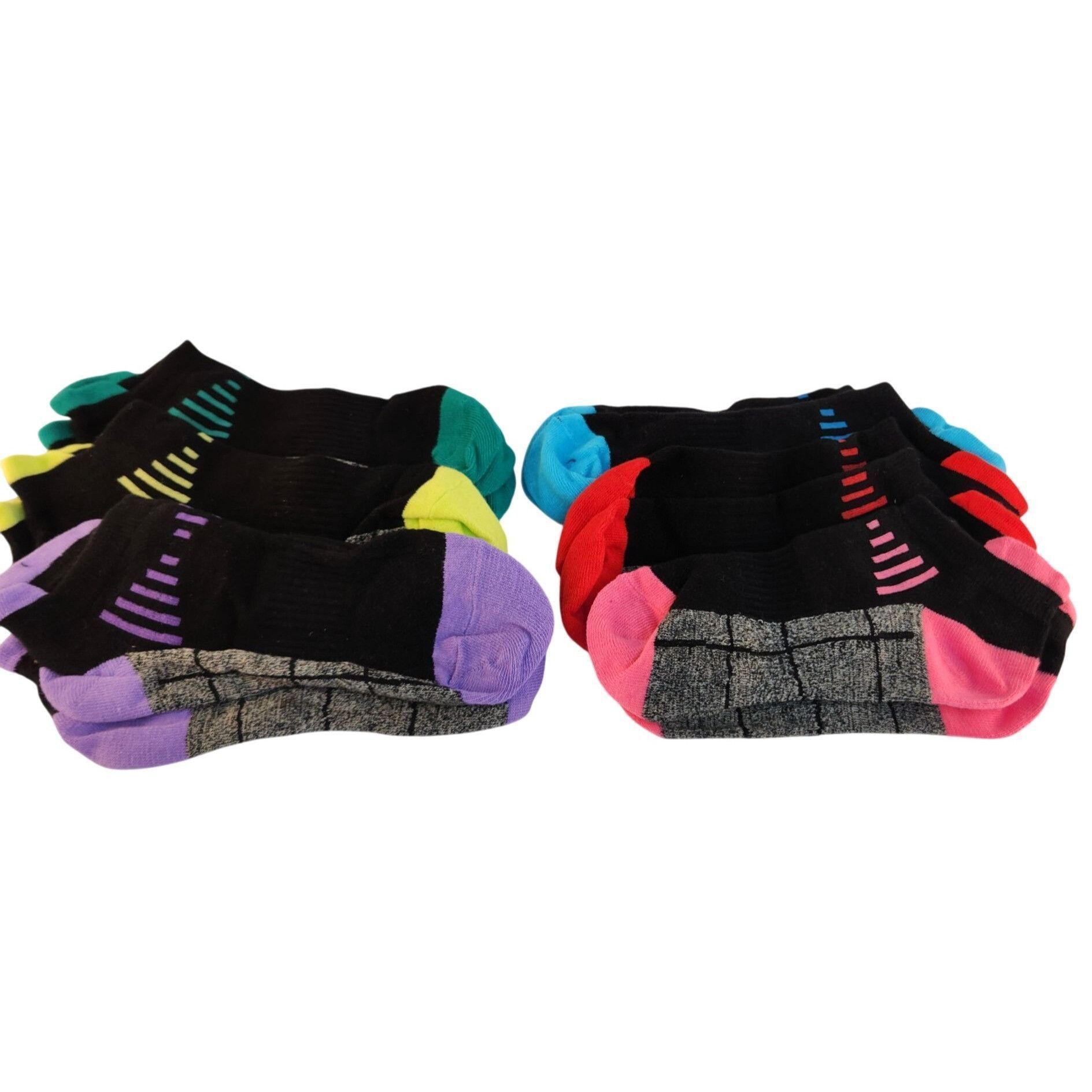 The Unbranded Brand Six Pack Athletic Low-Cut Socks Unisex Colorful Stretch Fit Size ONE SIZE - 1 Thumbnail